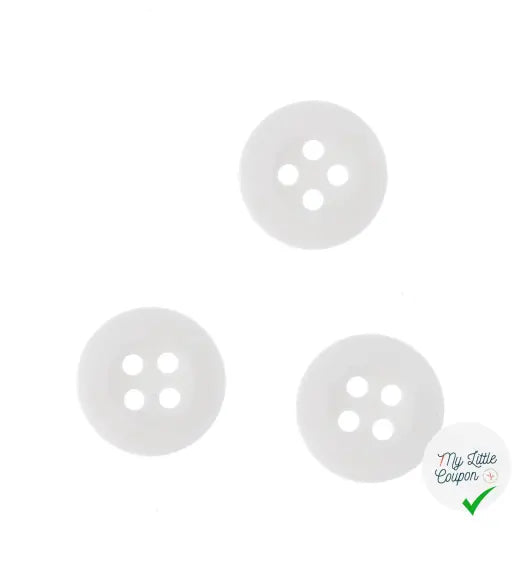 8 BOUTONS SOUPLES BLANCS - 13MM - My Little Coupon