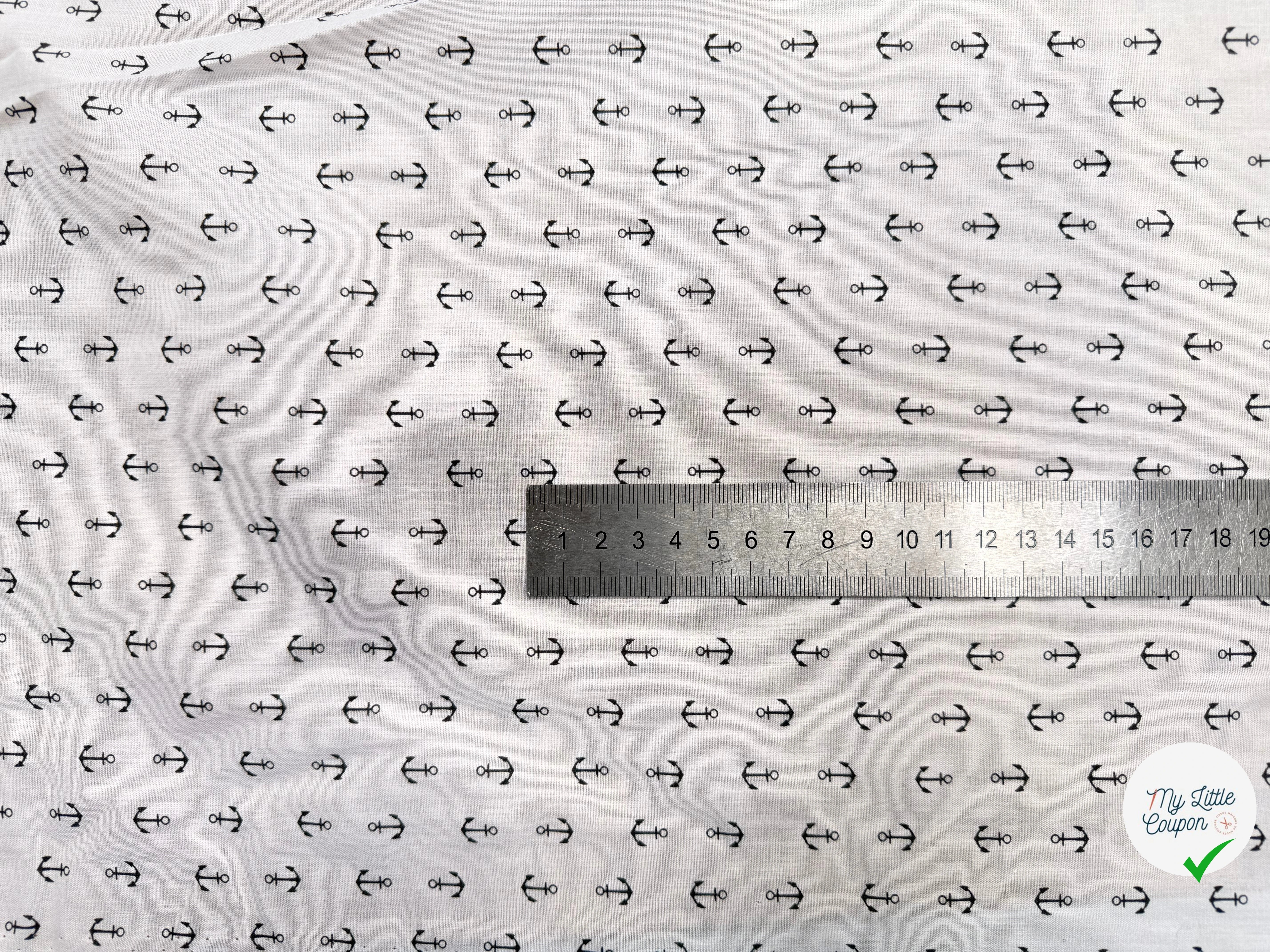 BATISTE DE COTON BLANC MOTIF ANCRES - My Little Coupon