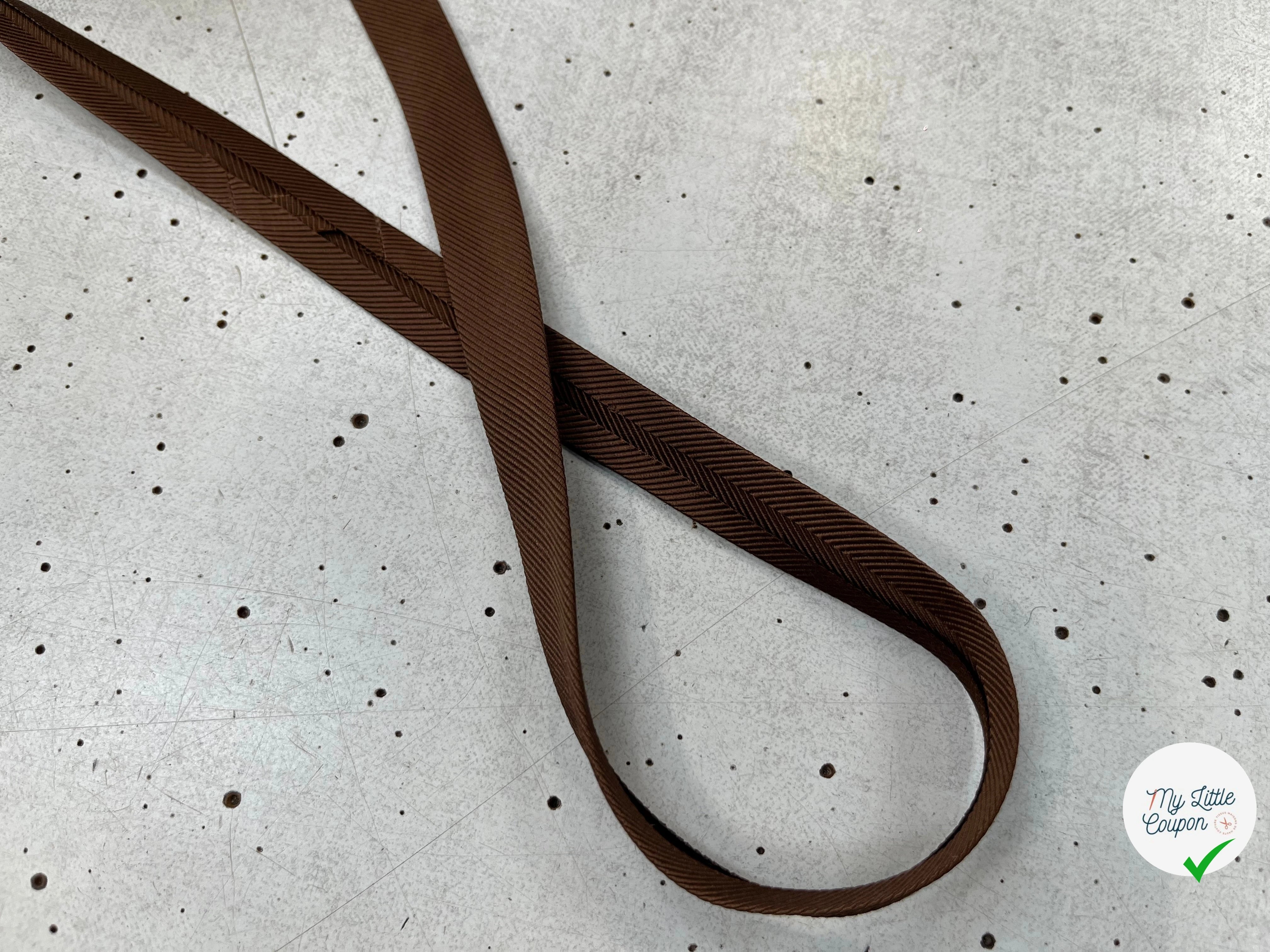BIAIS MARRON EFFET DRILL 100% viscose 14mm - My Little Coupon