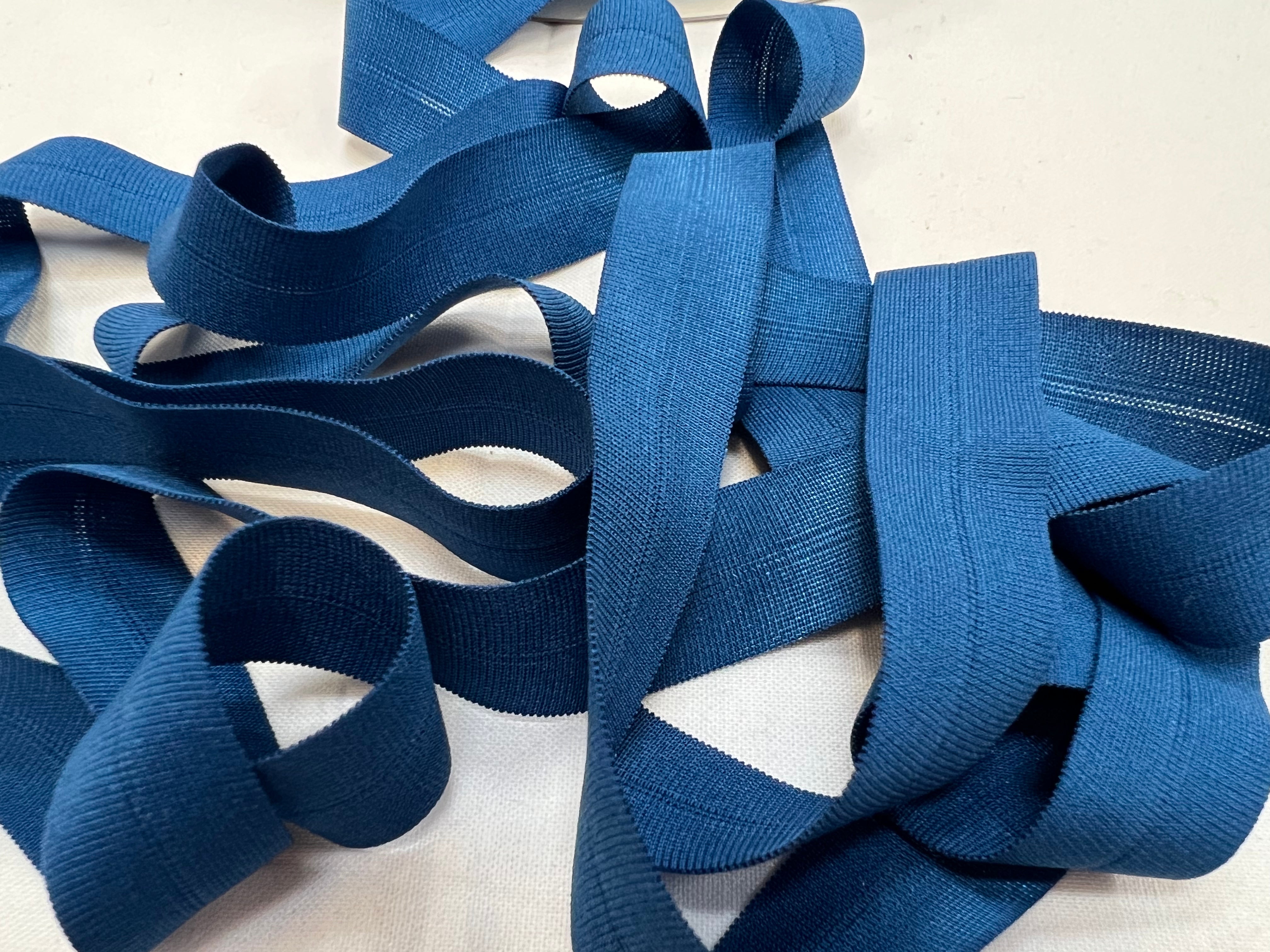 BIAIS PLAT ÉLASTIQUE LINGERIE BLEU CANARD 18mm - My Little Coupon