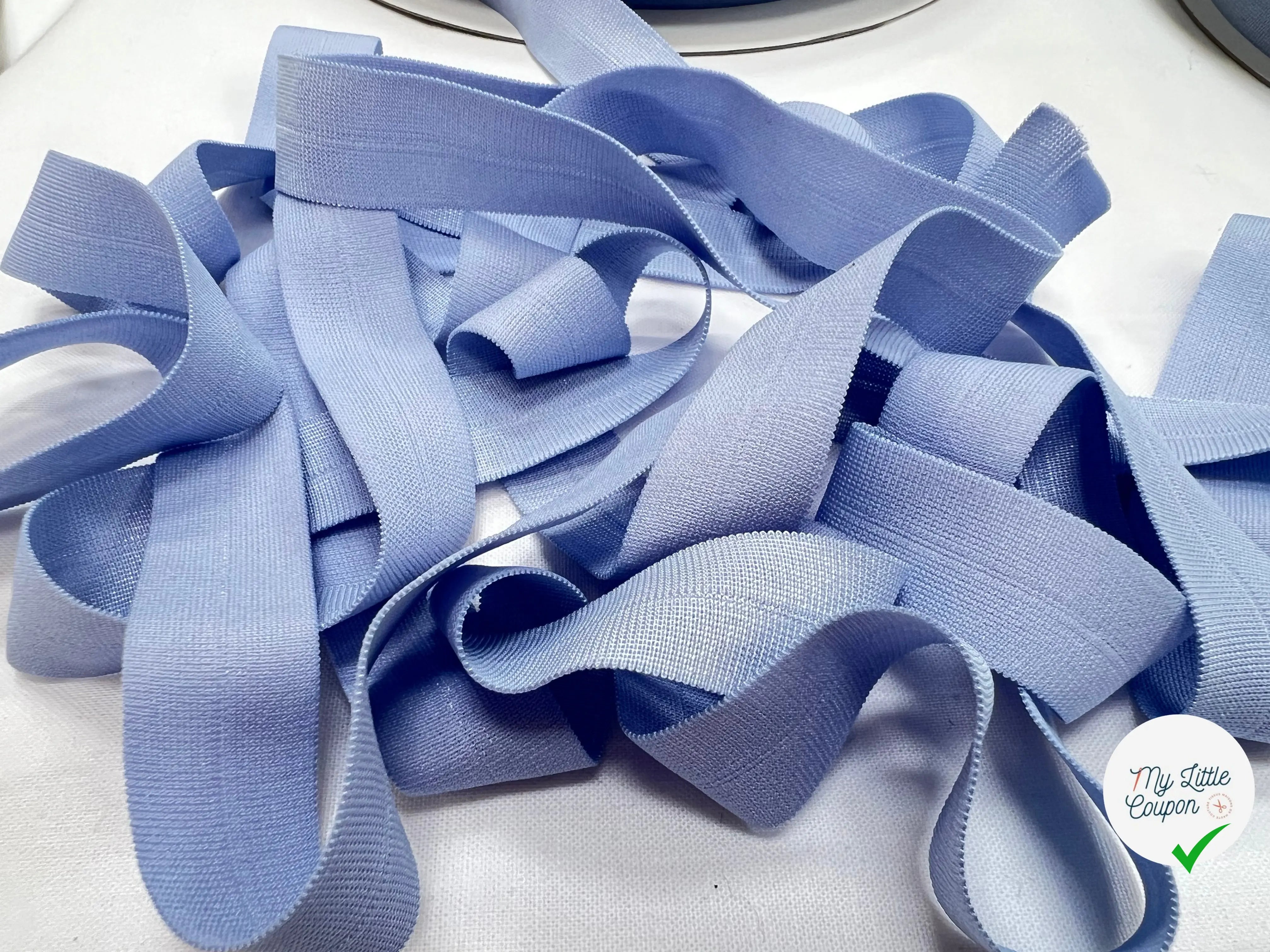BIAIS PLAT ÉLASTIQUE LINGERIE BLEU LAVANDE 18mm le rouleau de 30m - My Little Coupon