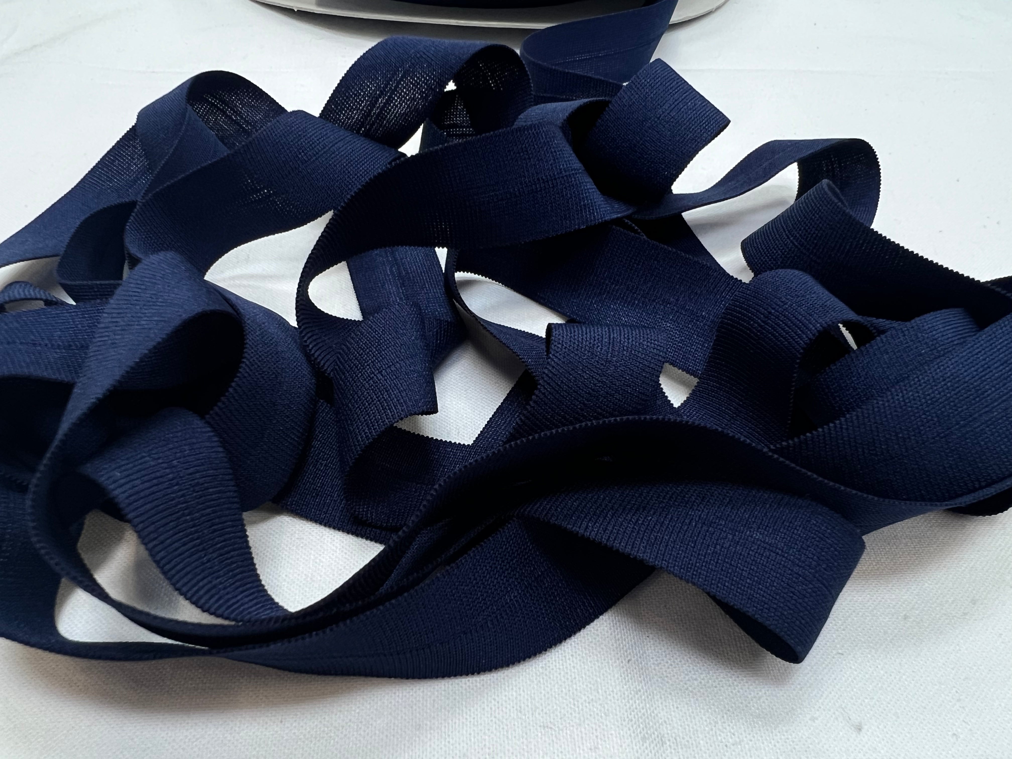 BIAIS PLAT ÉLASTIQUE LINGERIE BLEU NOCTURNE 18mm - My Little Coupon