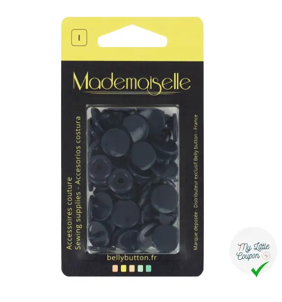 BOÎTE DE 20 BOUTON PRESSION 12,4MM BLEU MARINE - My Little Coupon