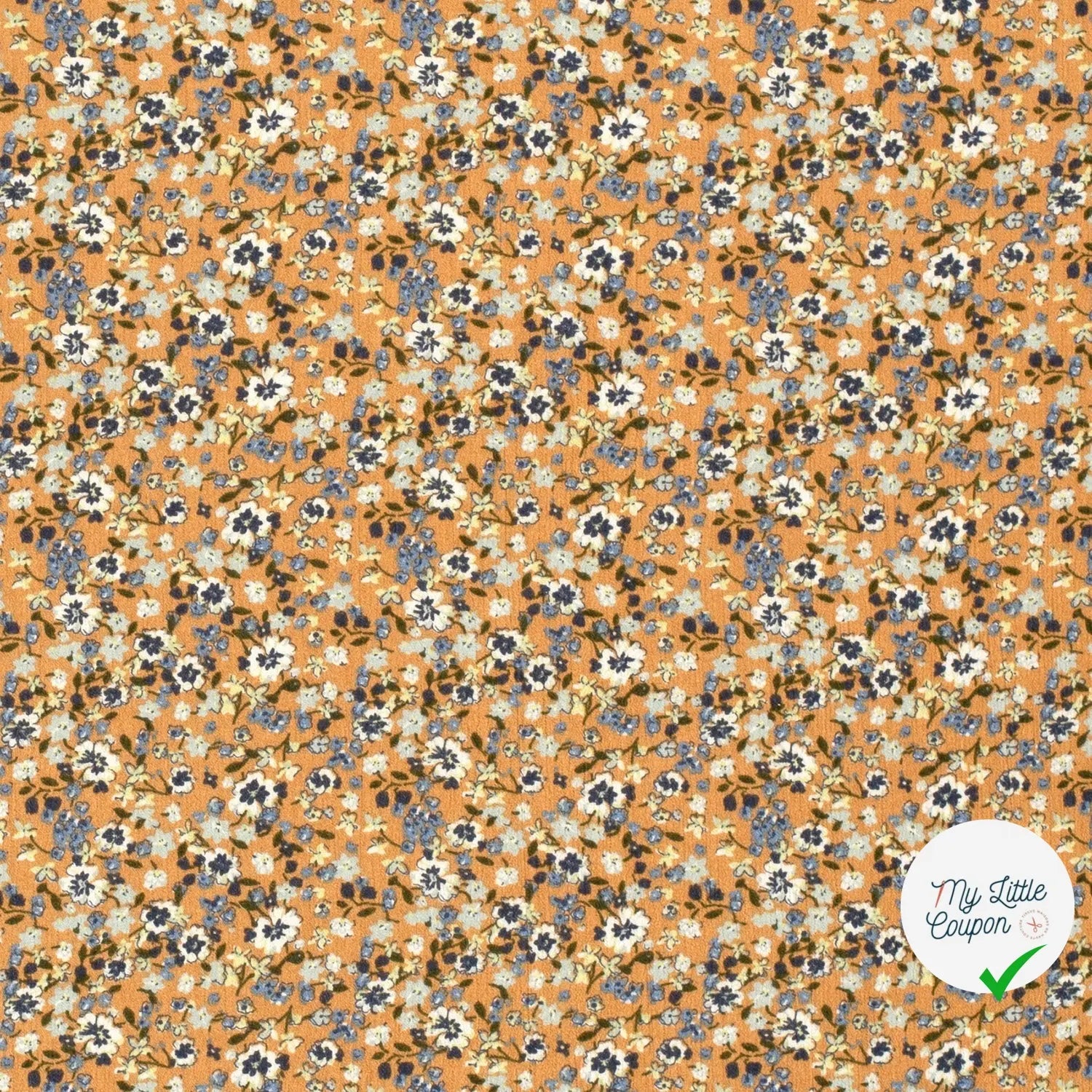 BORKEN CREPE TISSU IMPRIMÉ FLEURS CAMEL - My Little Coupon