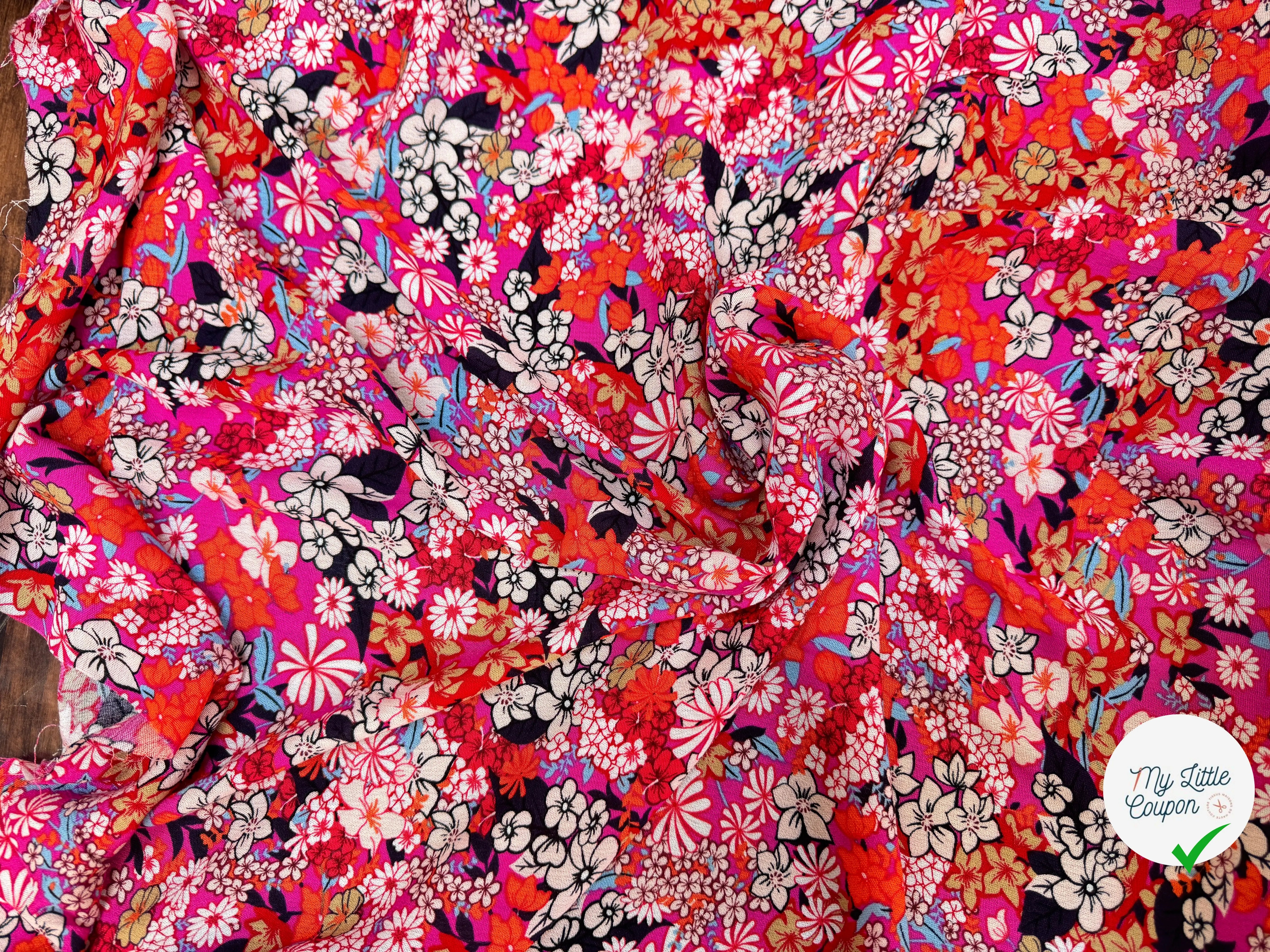 BORKEN CREPE TISSU IMPRIMÉ TACHES FUCHSIA - My Little Coupon