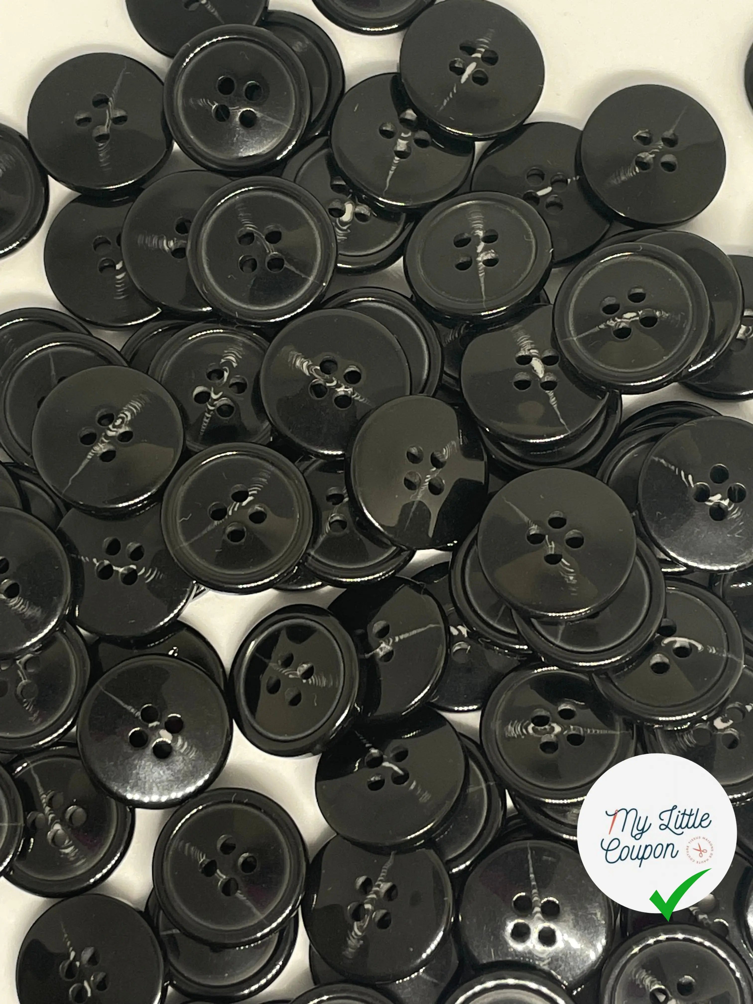 BOUTON NOIR VERNIS 15MM - LOT DE 2 - My Little Coupon