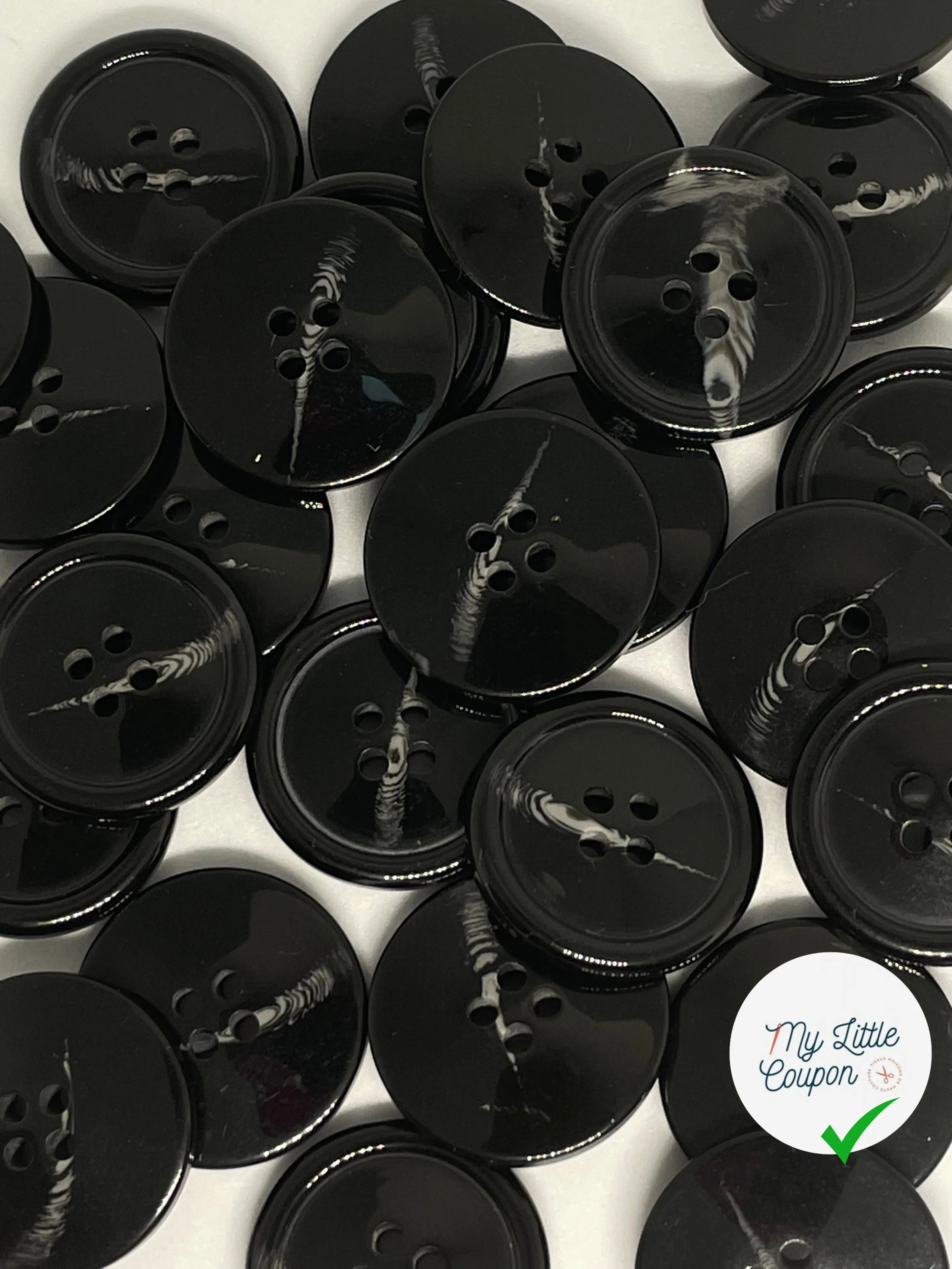 BOUTON NOIR VERNIS 20MM - LOT DE 2 - My Little Coupon