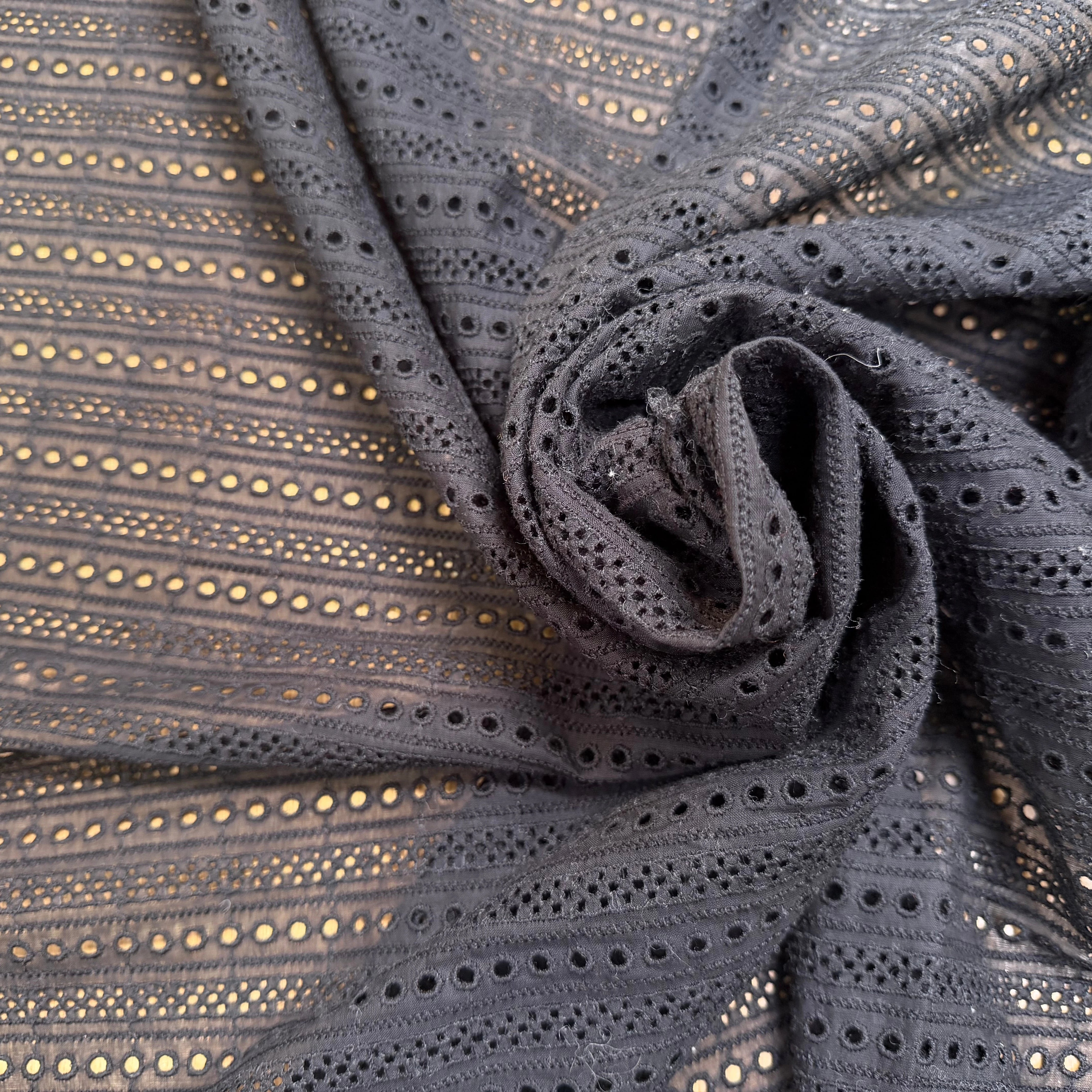 BRODERIE ANGLAISE 100% COTON CIRCULAIRE NOIR - My Little Coupon