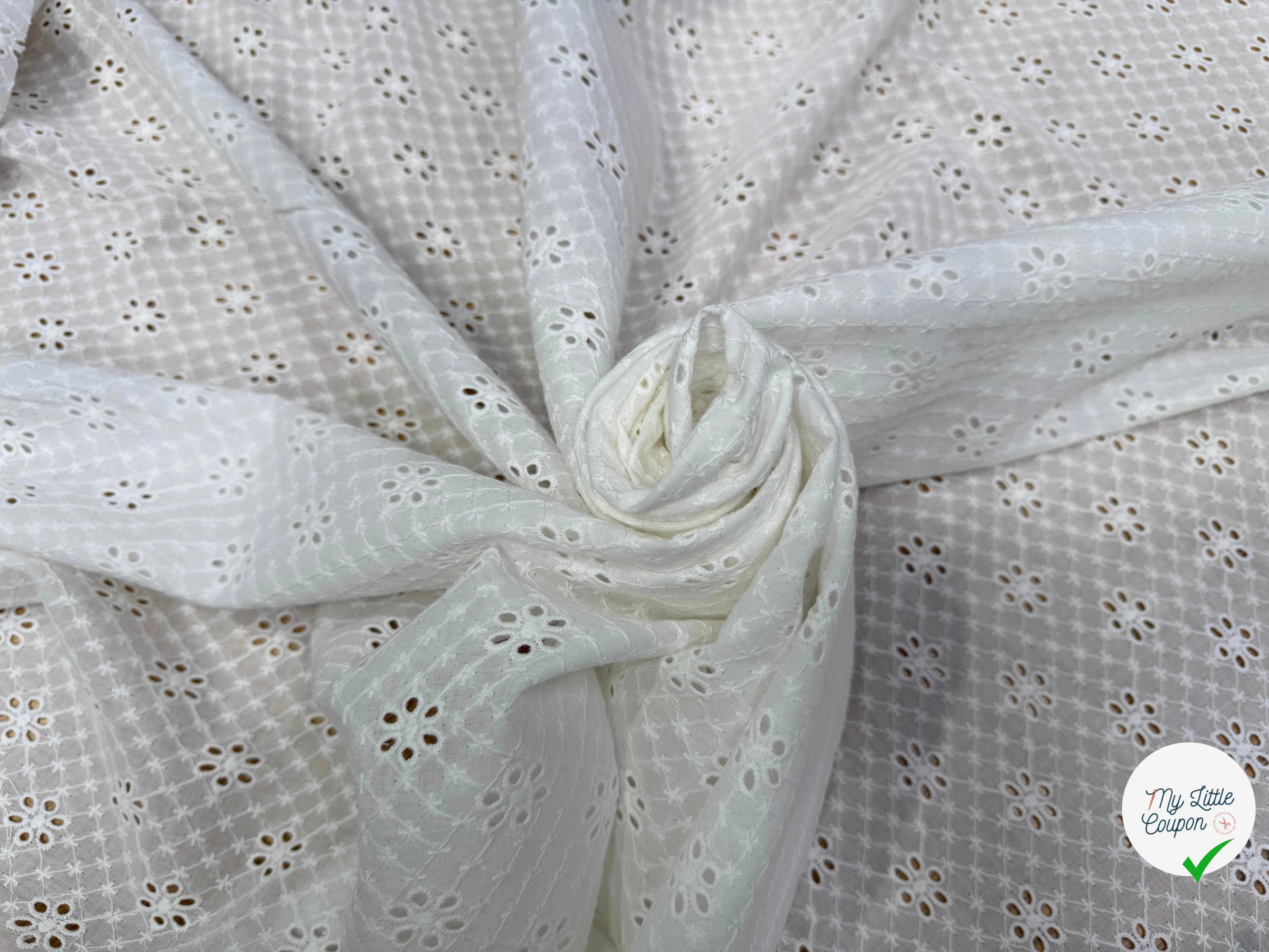 BRODERIE ANGLAISE BLANC COTON - My Little Coupon