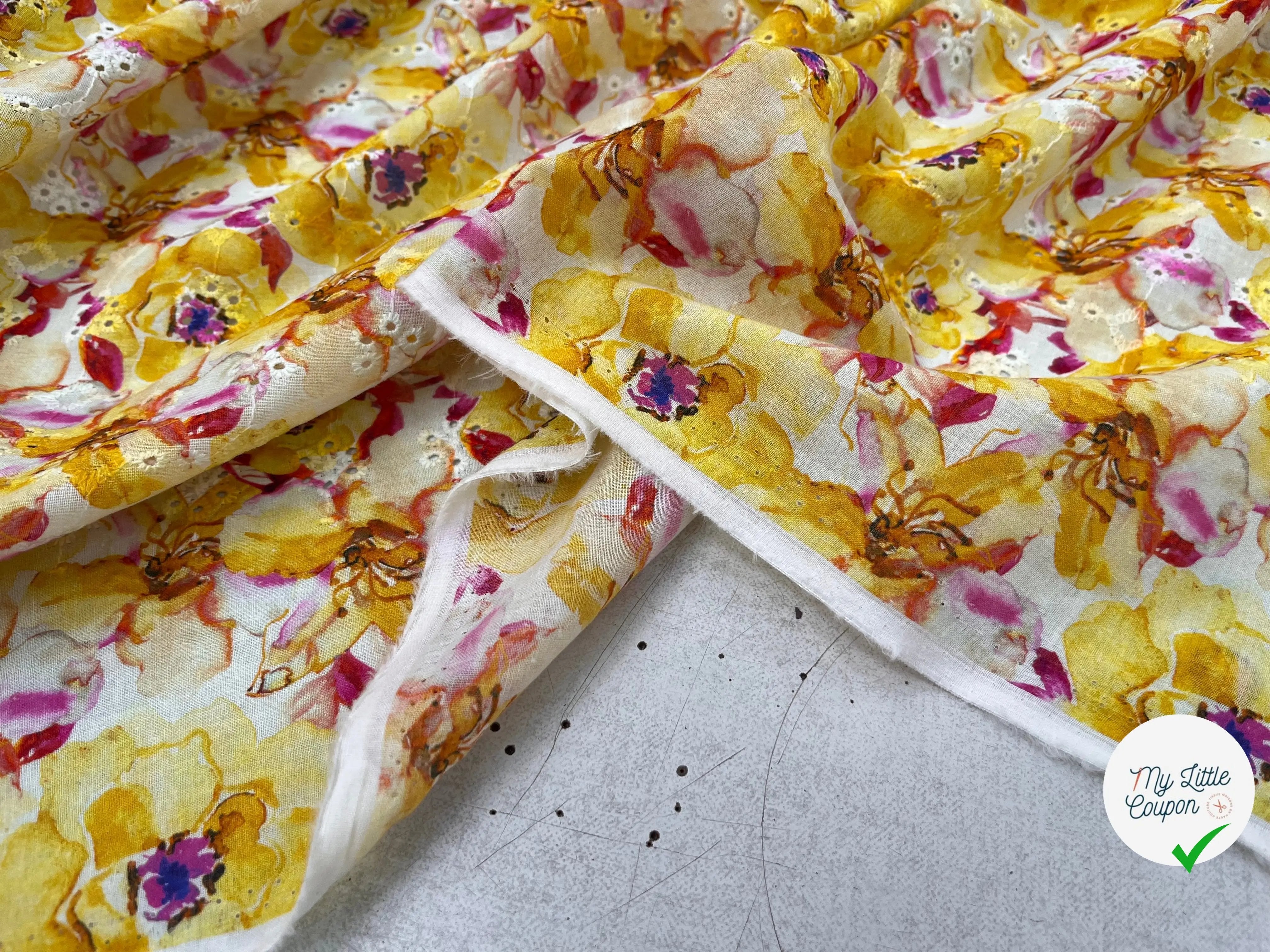 BRODERIE COTON BRODÉ DIGITAL FLOWER JAUNE - My Little Coupon