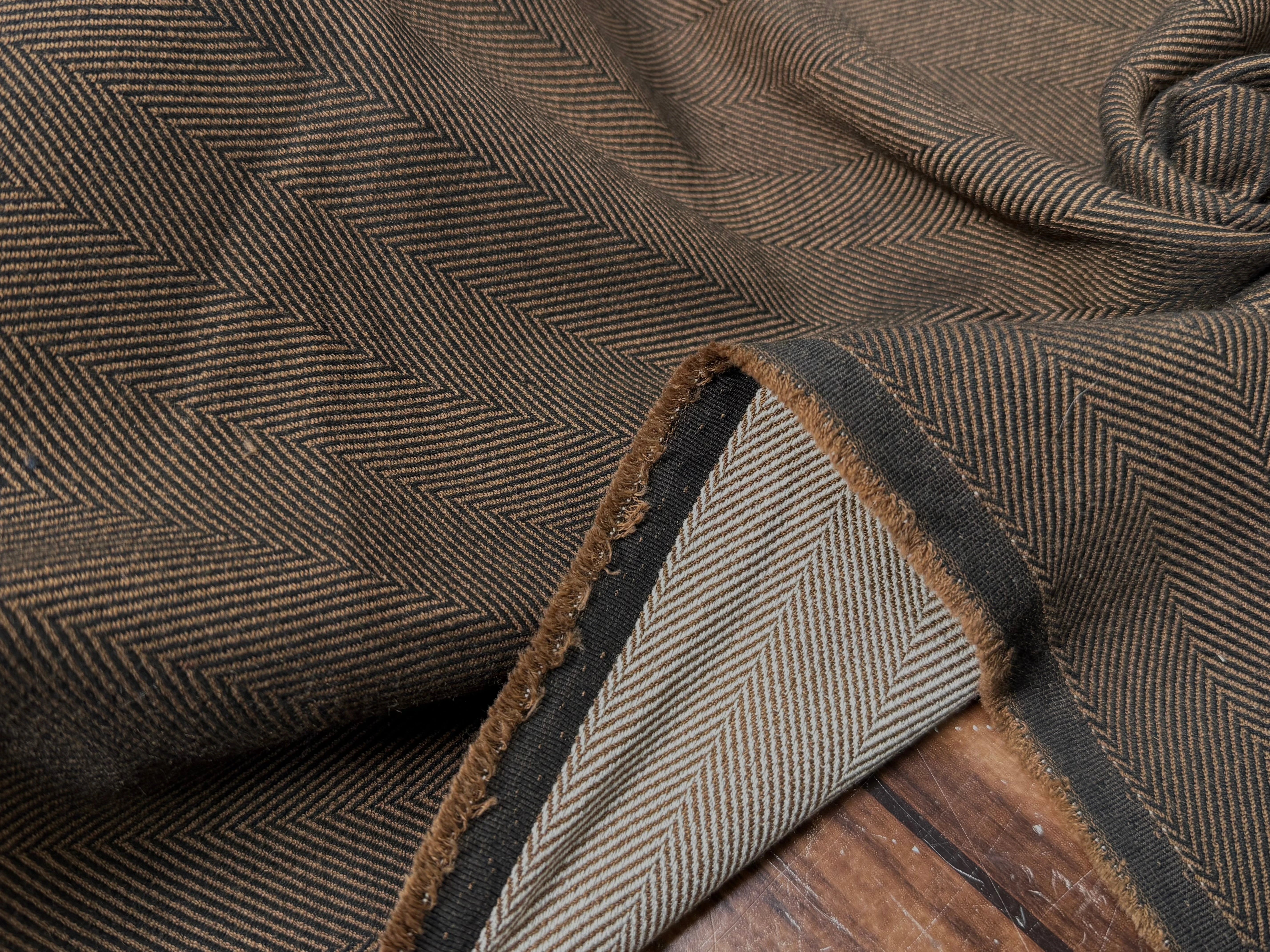 CHEVRON POLYVISCOSE MARRON NOIR - My Little Coupon