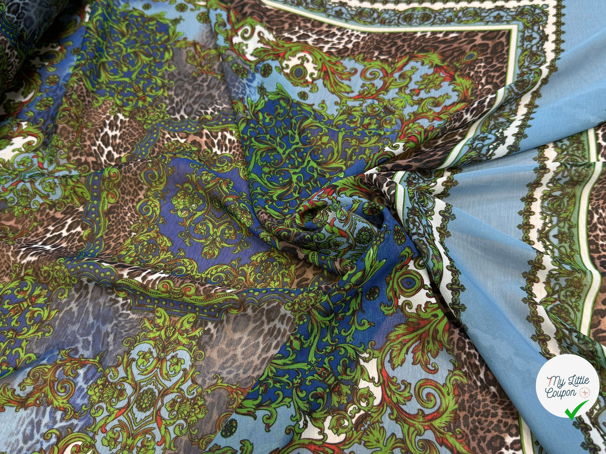 CHIFFON PRINTED BABY BLUE/VERT À PANNEAU - My Little Coupon