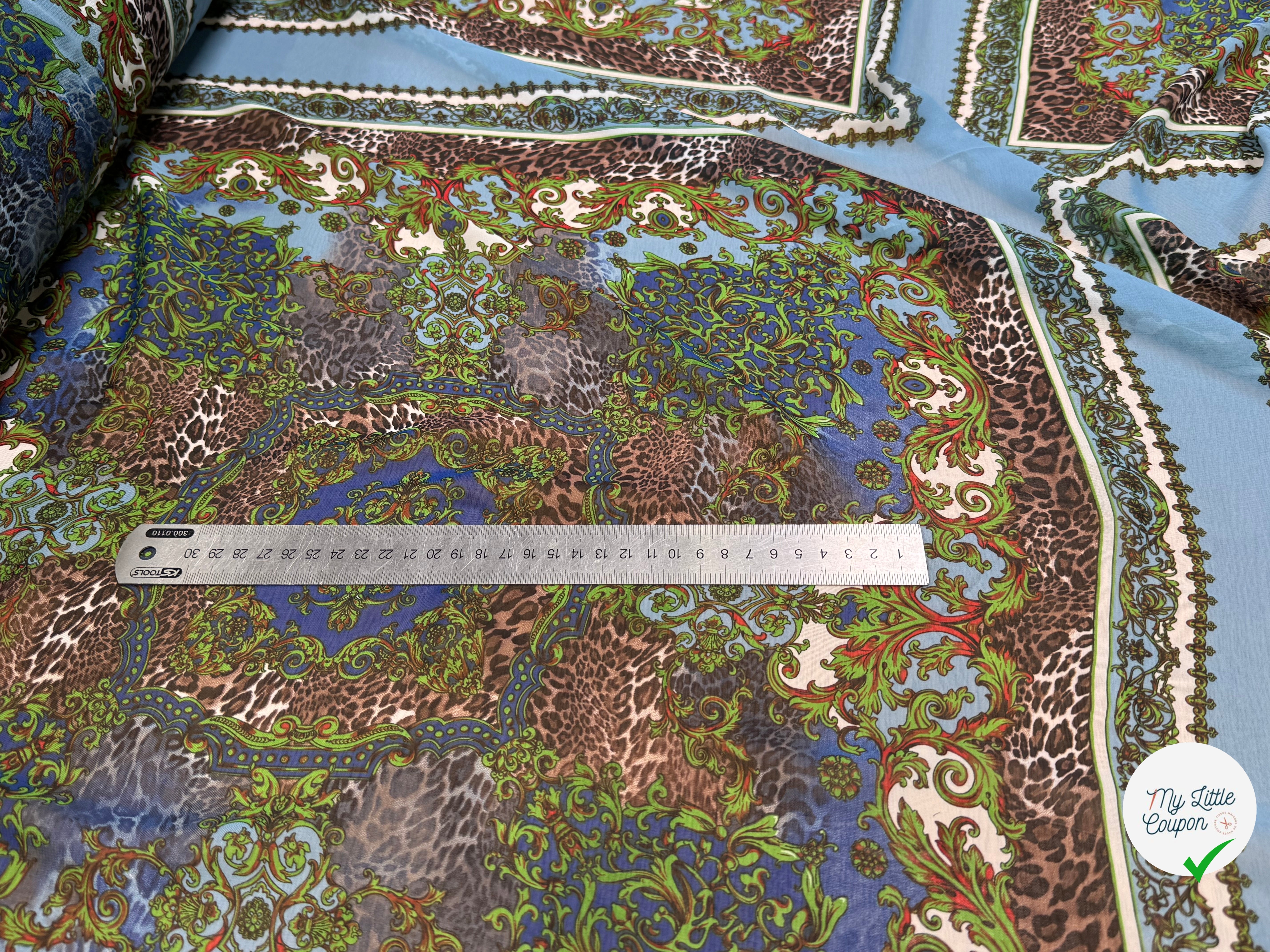 CHIFFON PRINTED BABY BLUE/VERT À PANNEAU - My Little Coupon