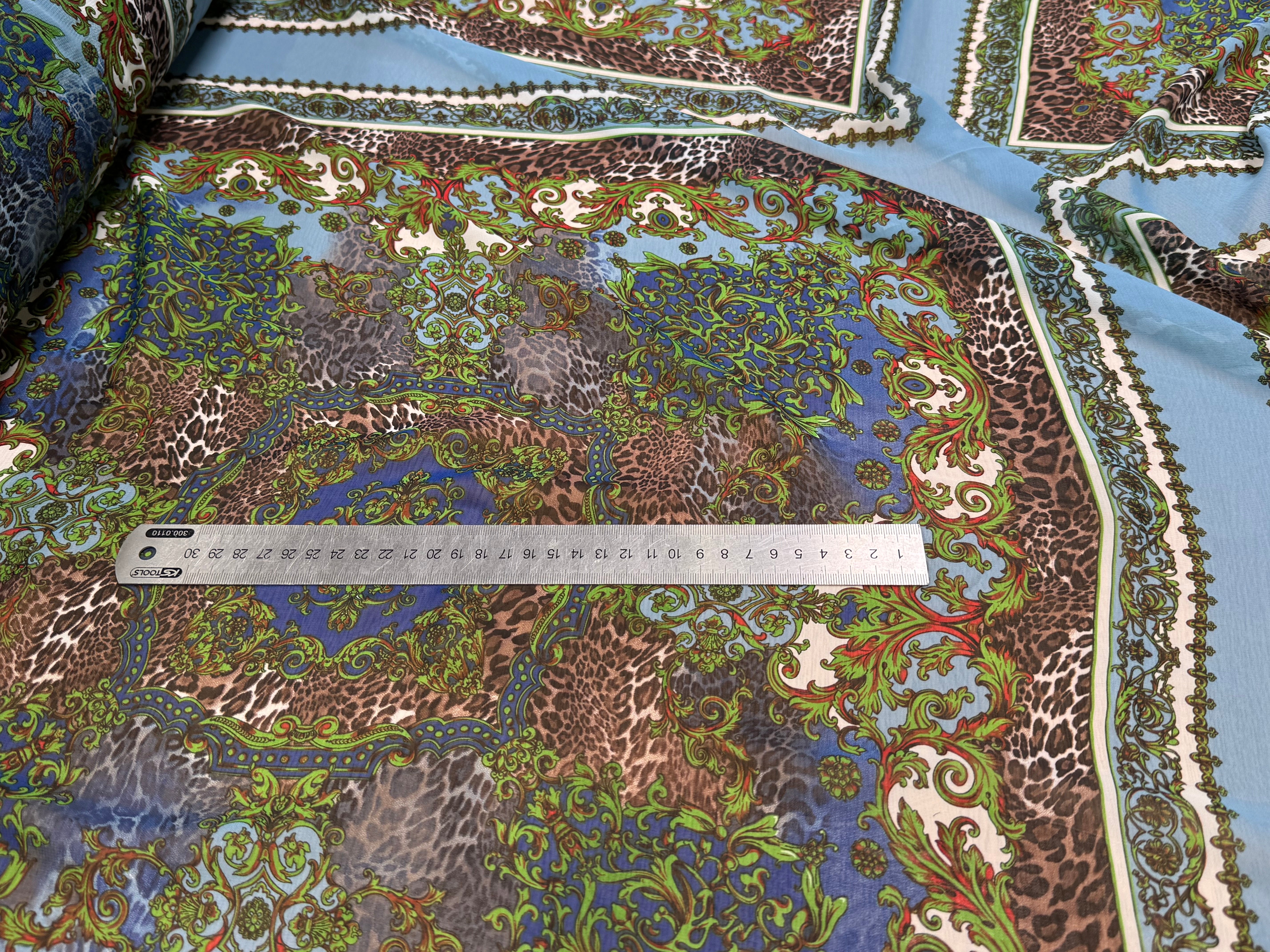 CHIFFON PRINTED BABY BLUE/VERT À PANNEAU - My Little Coupon
