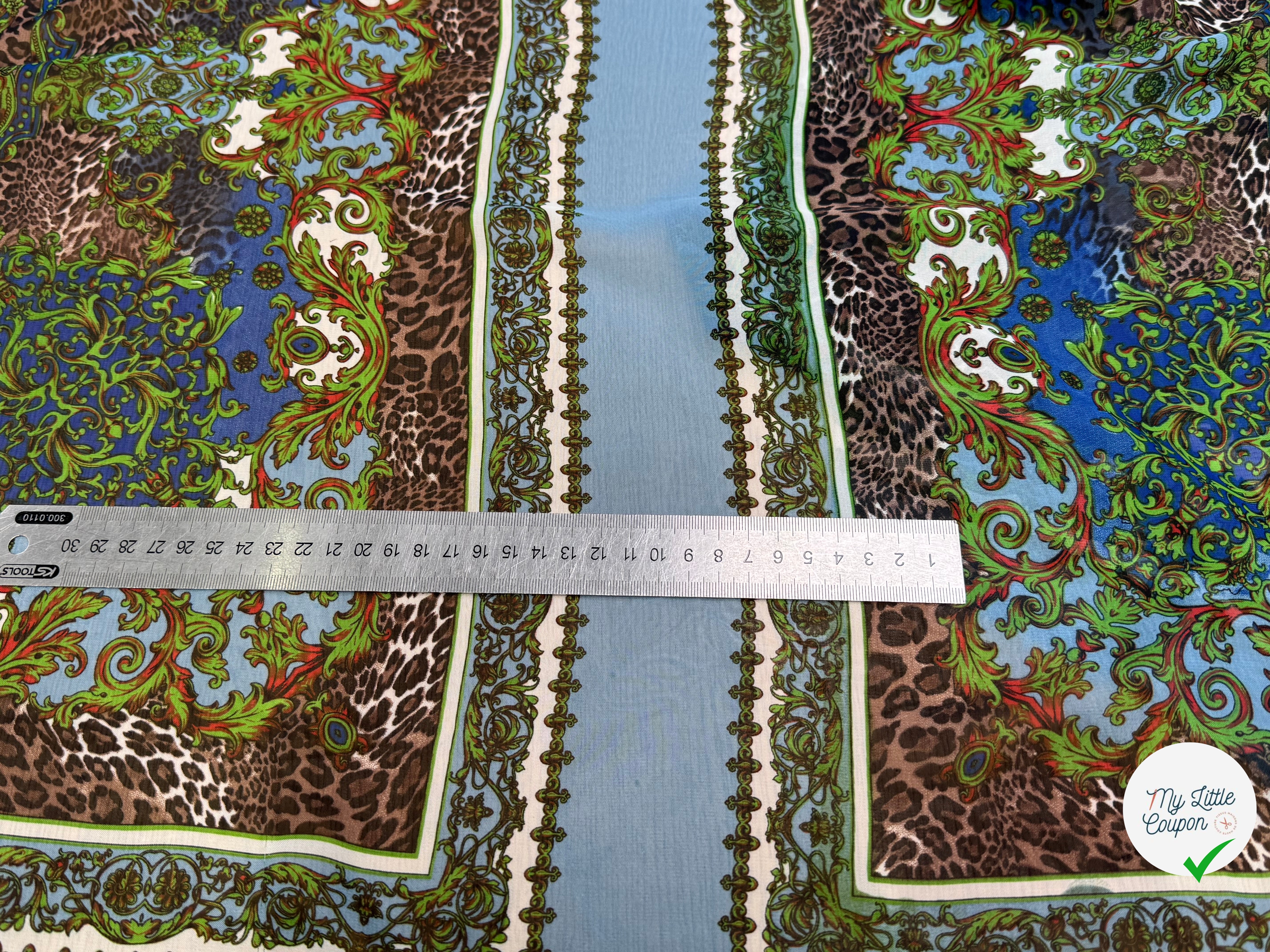 CHIFFON PRINTED BABY BLUE/VERT À PANNEAU - My Little Coupon