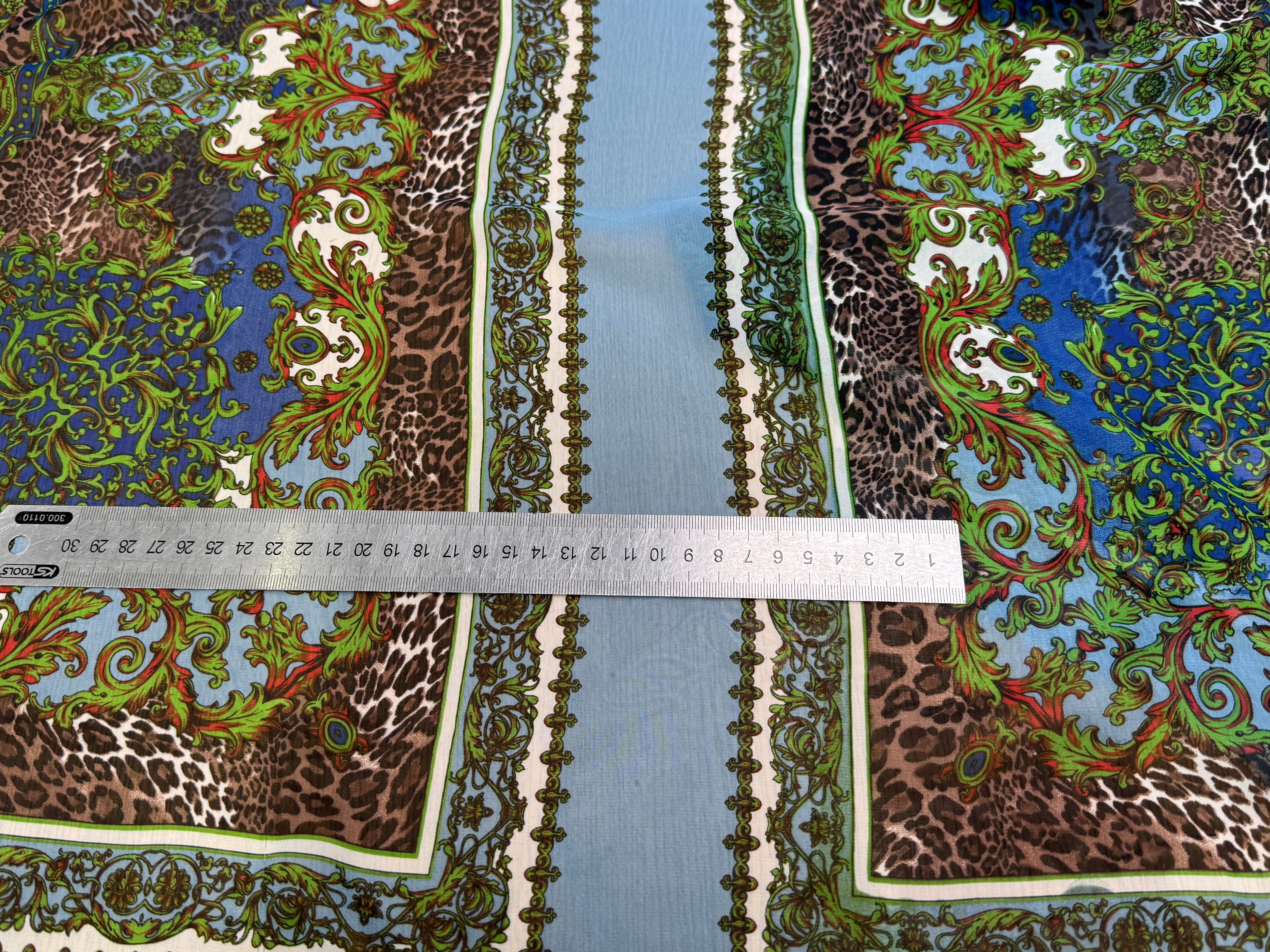 CHIFFON PRINTED BABY BLUE/VERT À PANNEAU - My Little Coupon