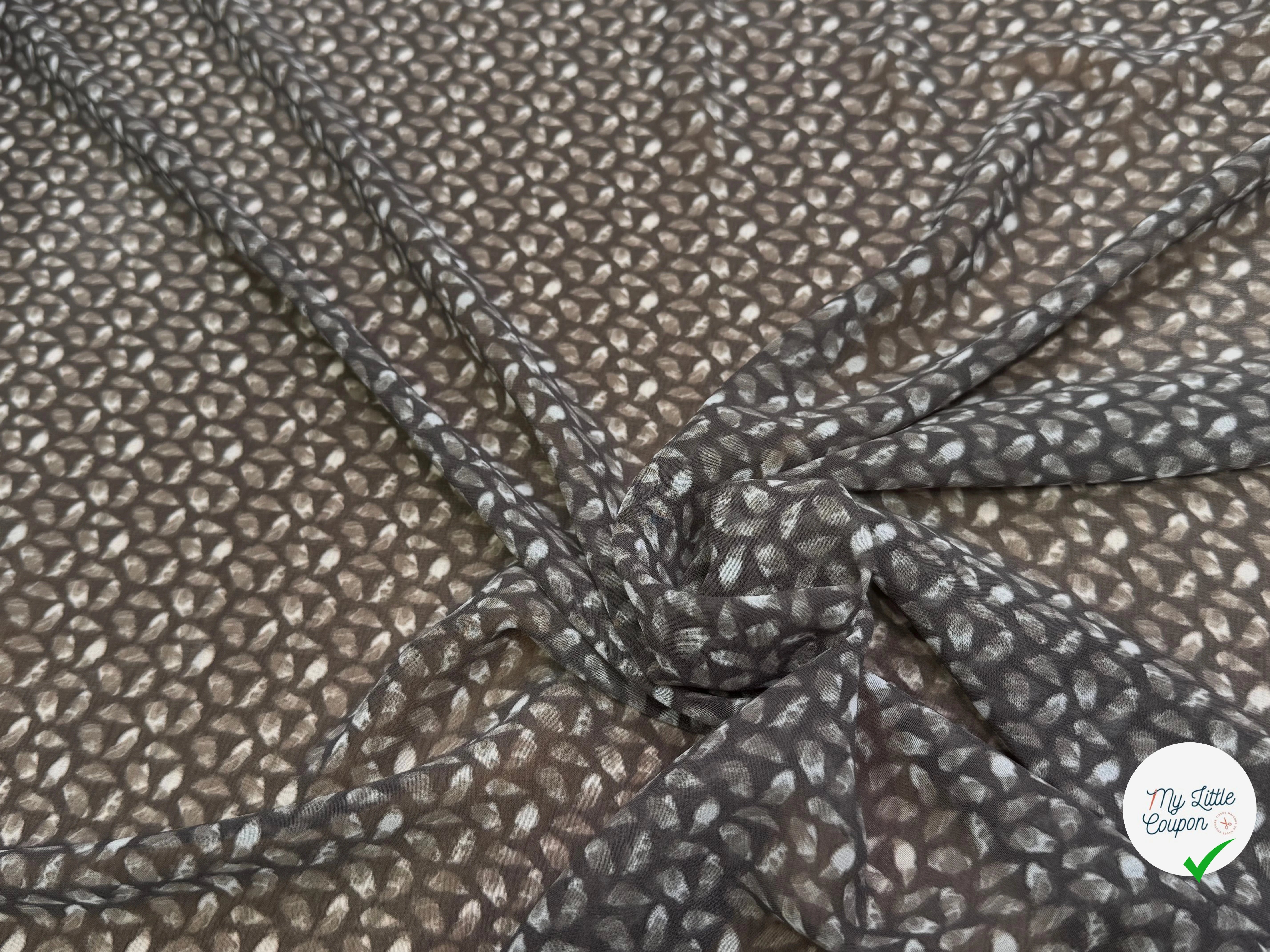 CHIFFON PRINTED CAILLOUX FOND GRIS FONCÉ - My Little Coupon