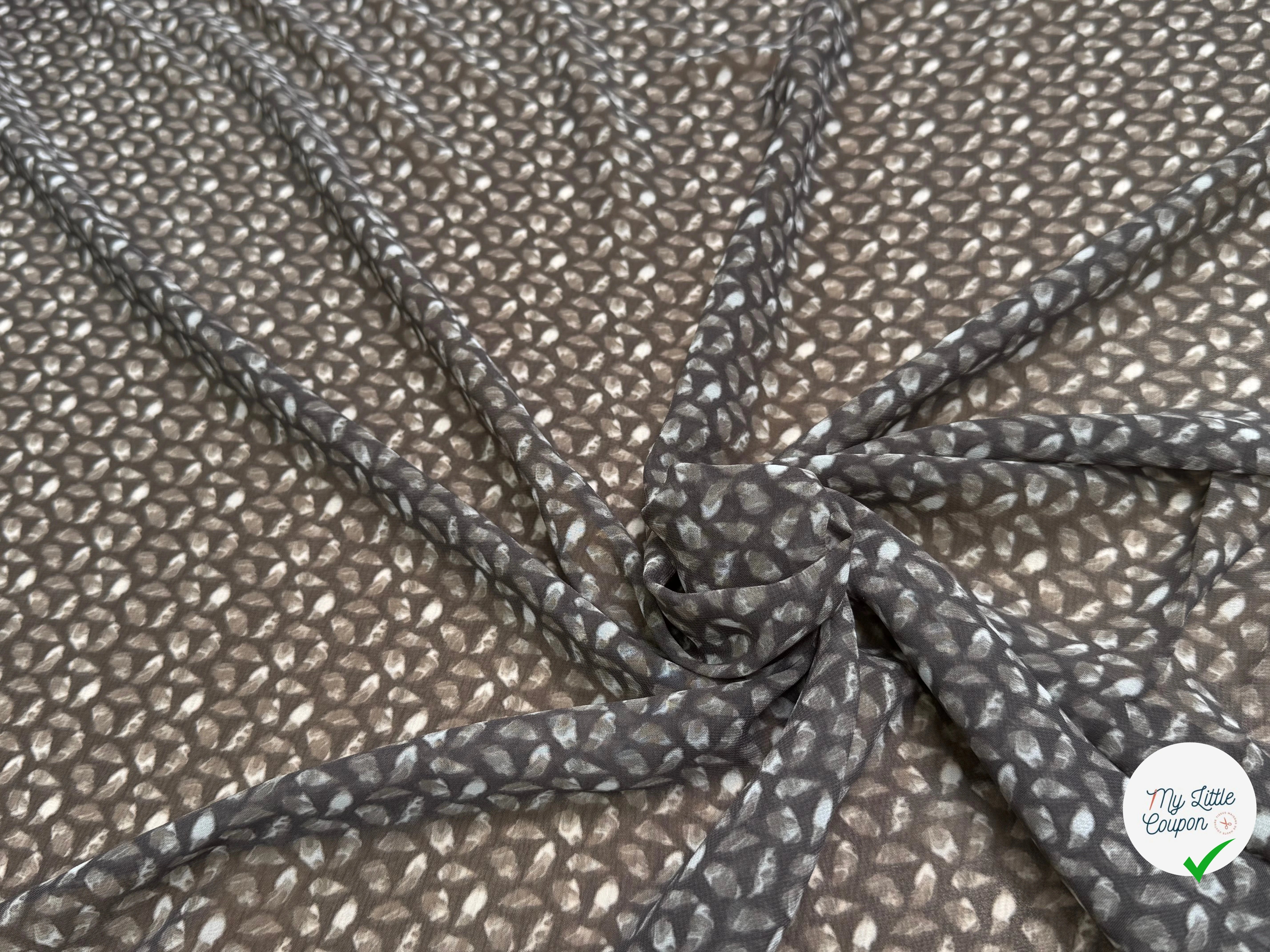 CHIFFON PRINTED CAILLOUX FOND GRIS FONCÉ - My Little Coupon