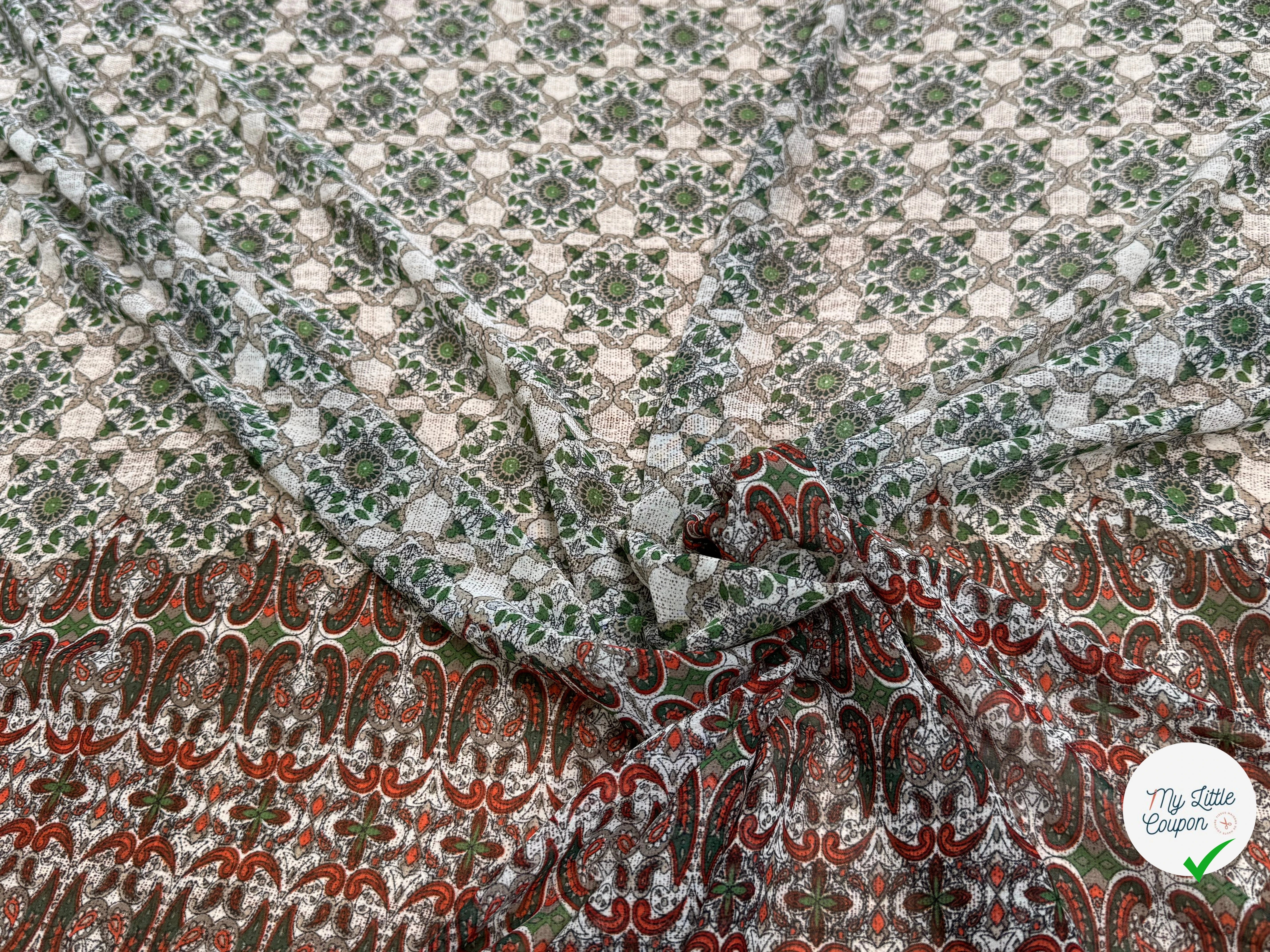 CHIFFON PRINTED ETHNIC VERT - My Little Coupon