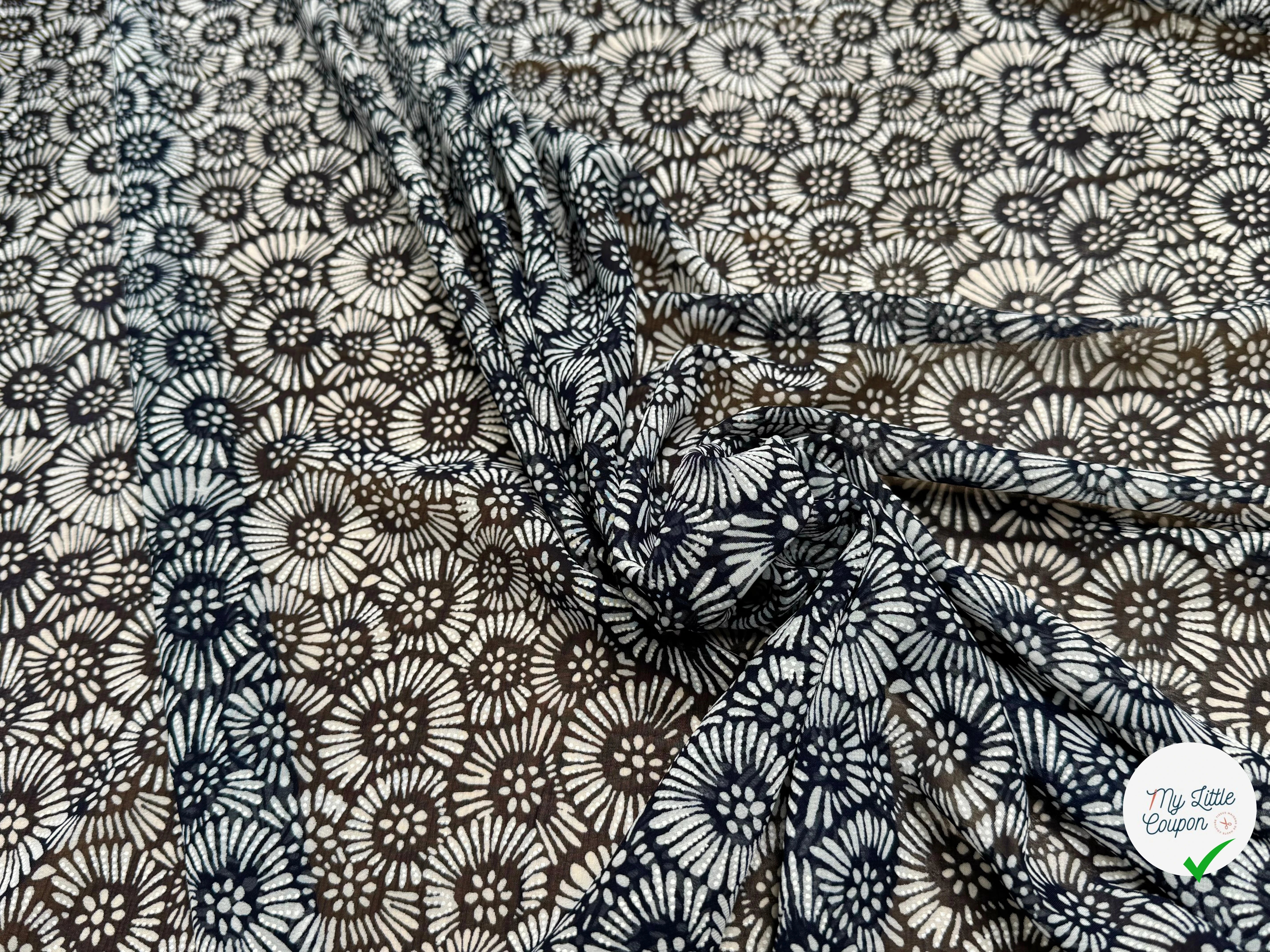 CHIFFON PRINTED FEU D'ARTIFICES FOND MARINE - My Little Coupon