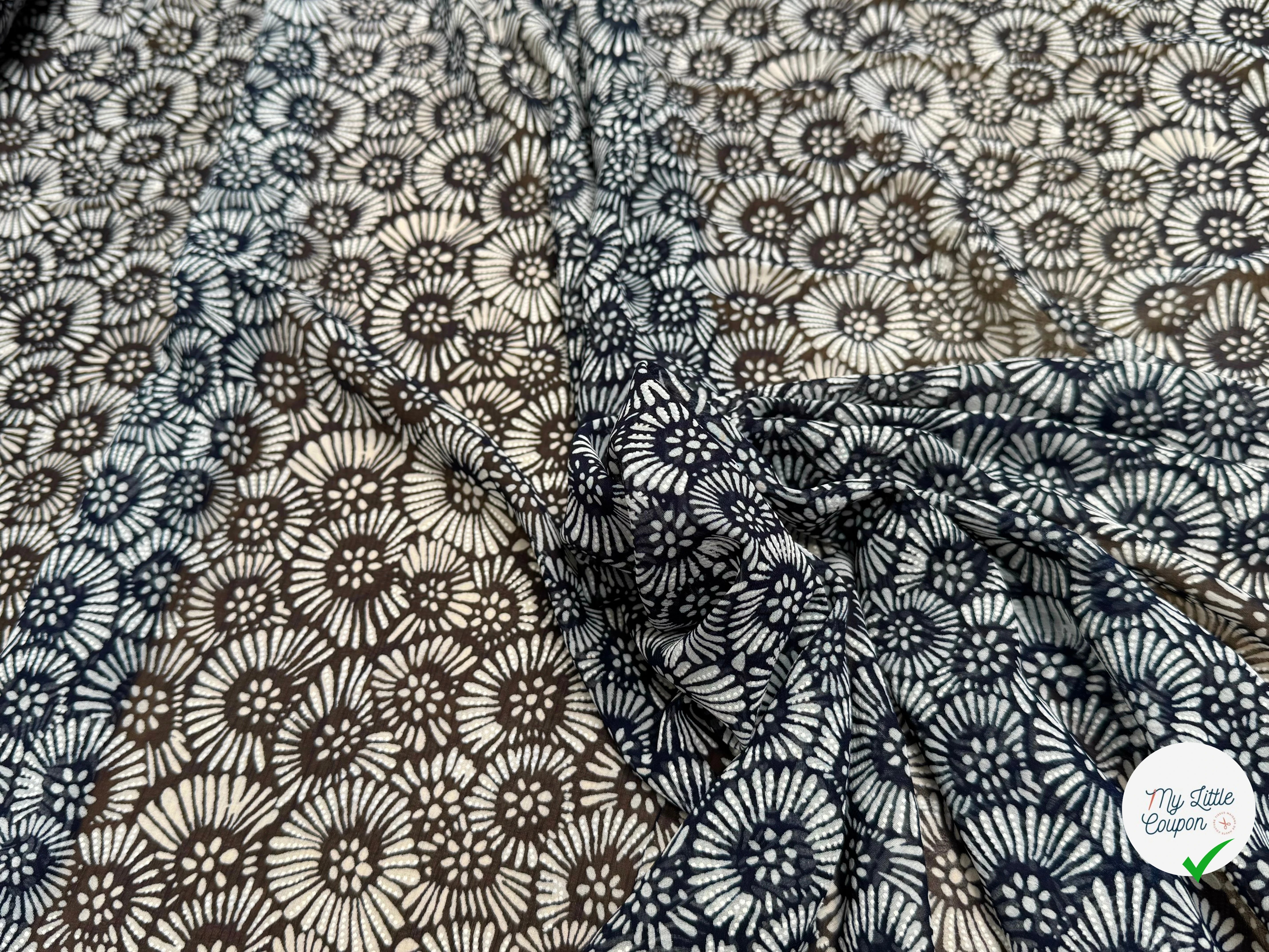 CHIFFON PRINTED FEU D'ARTIFICES FOND MARINE - My Little Coupon