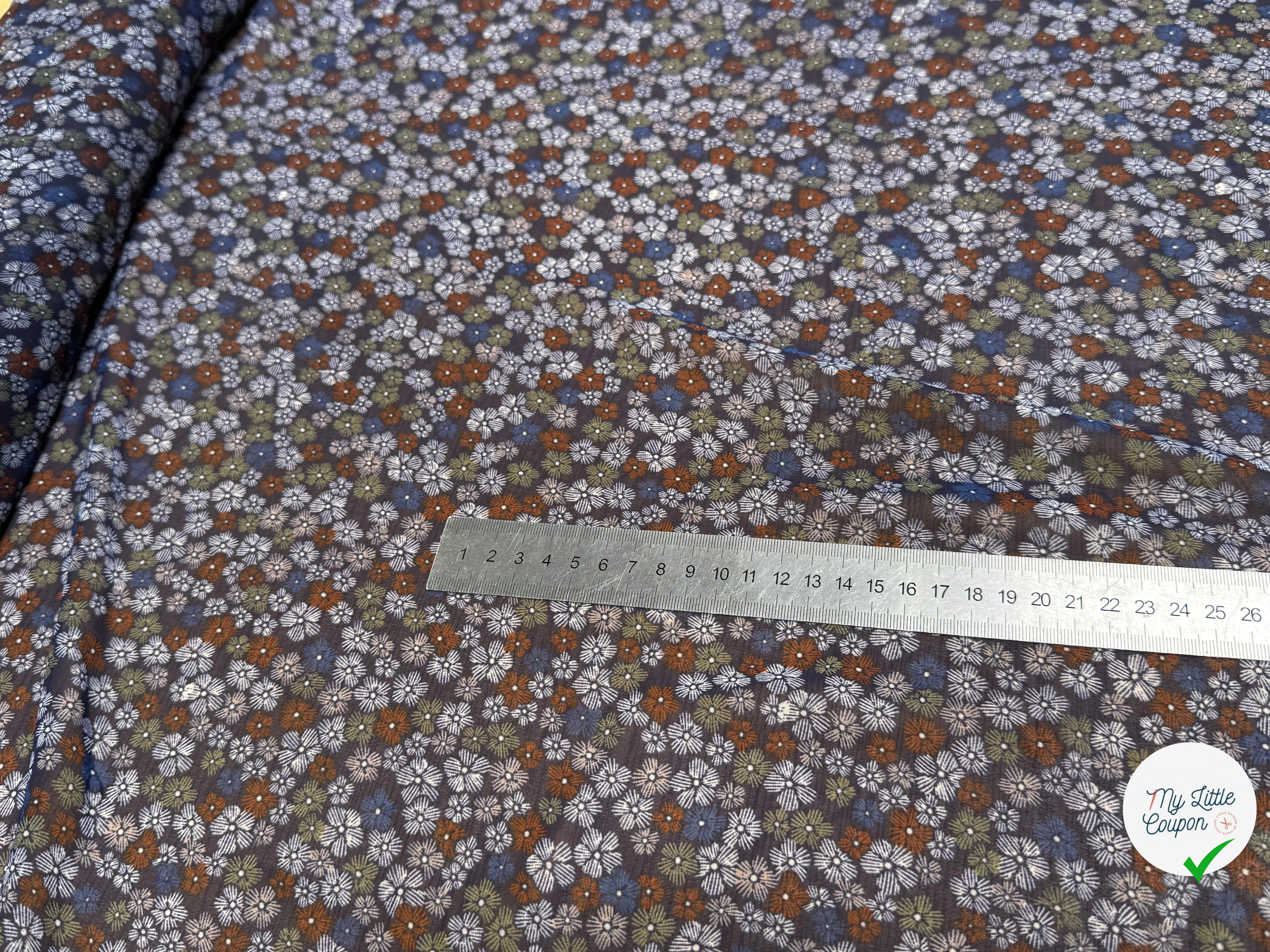 CHIFFON PRINTED FEU D'ARTIFICES MULTICOLORES FOND MARINE - My Little Coupon