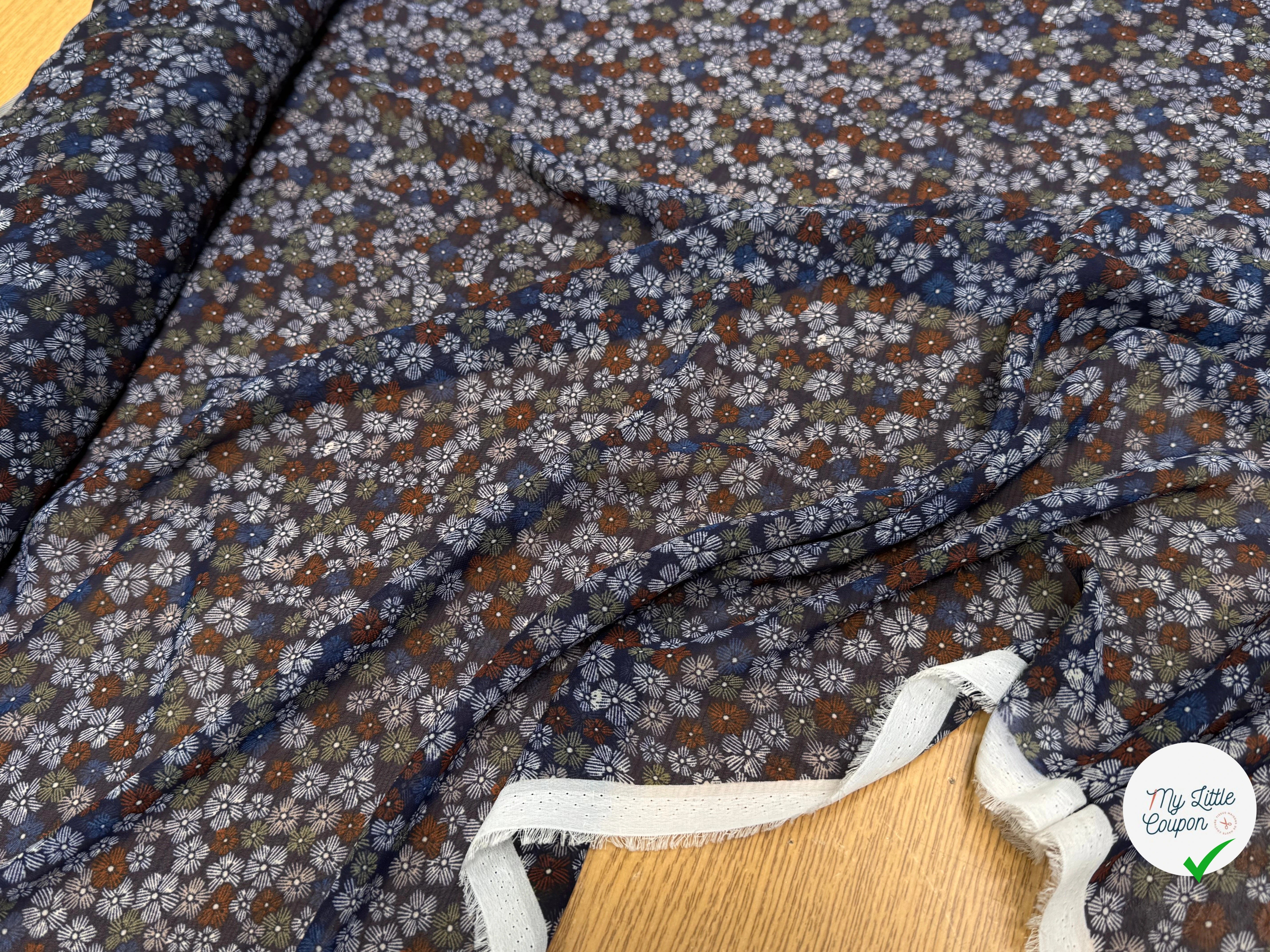 CHIFFON PRINTED FEU D'ARTIFICES MULTICOLORES FOND MARINE - My Little Coupon
