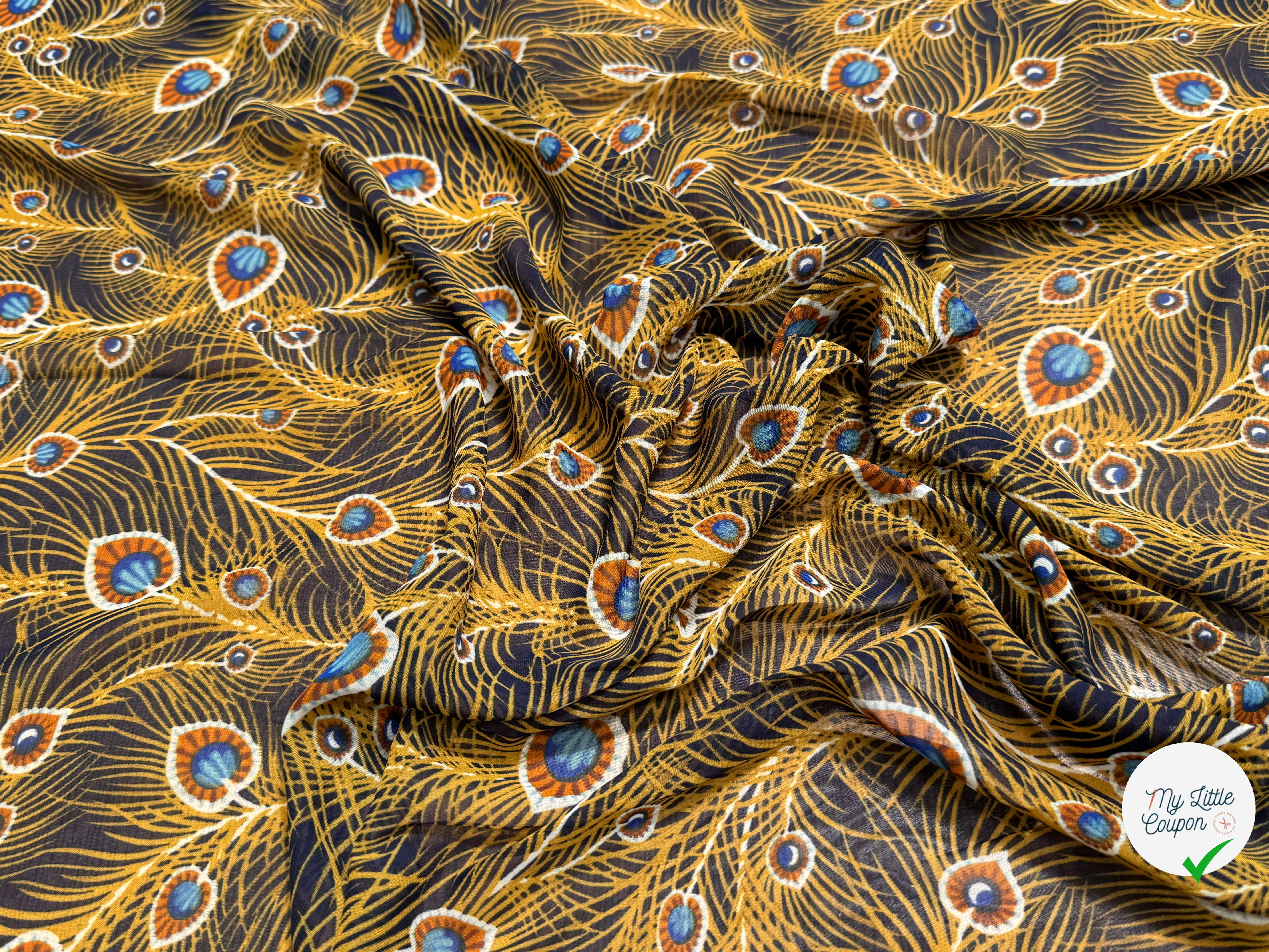 CHIFFON PRINTED FEUILLAGES MUSTARD - My Little Coupon