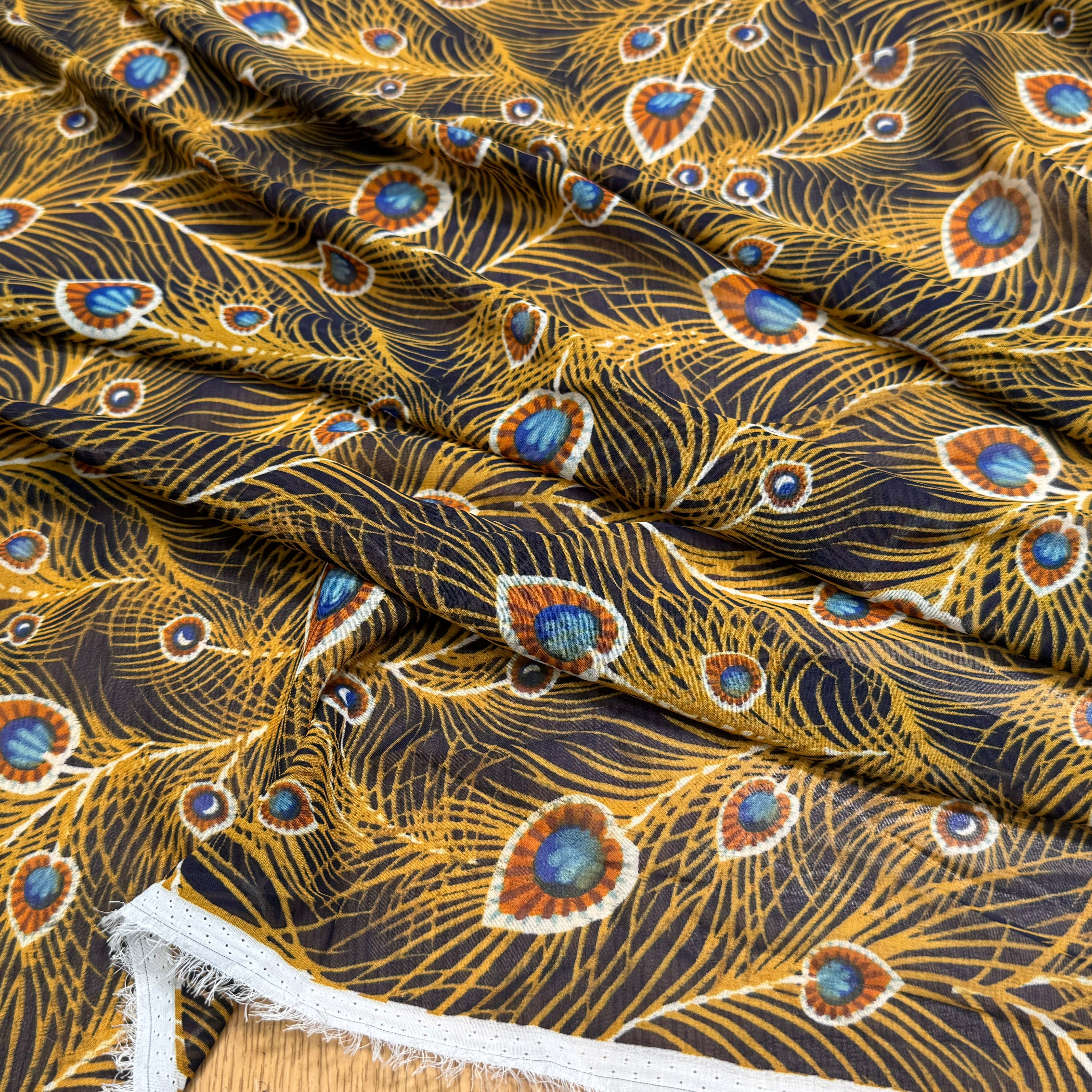 CHIFFON PRINTED FEUILLAGES MUSTARD - My Little Coupon