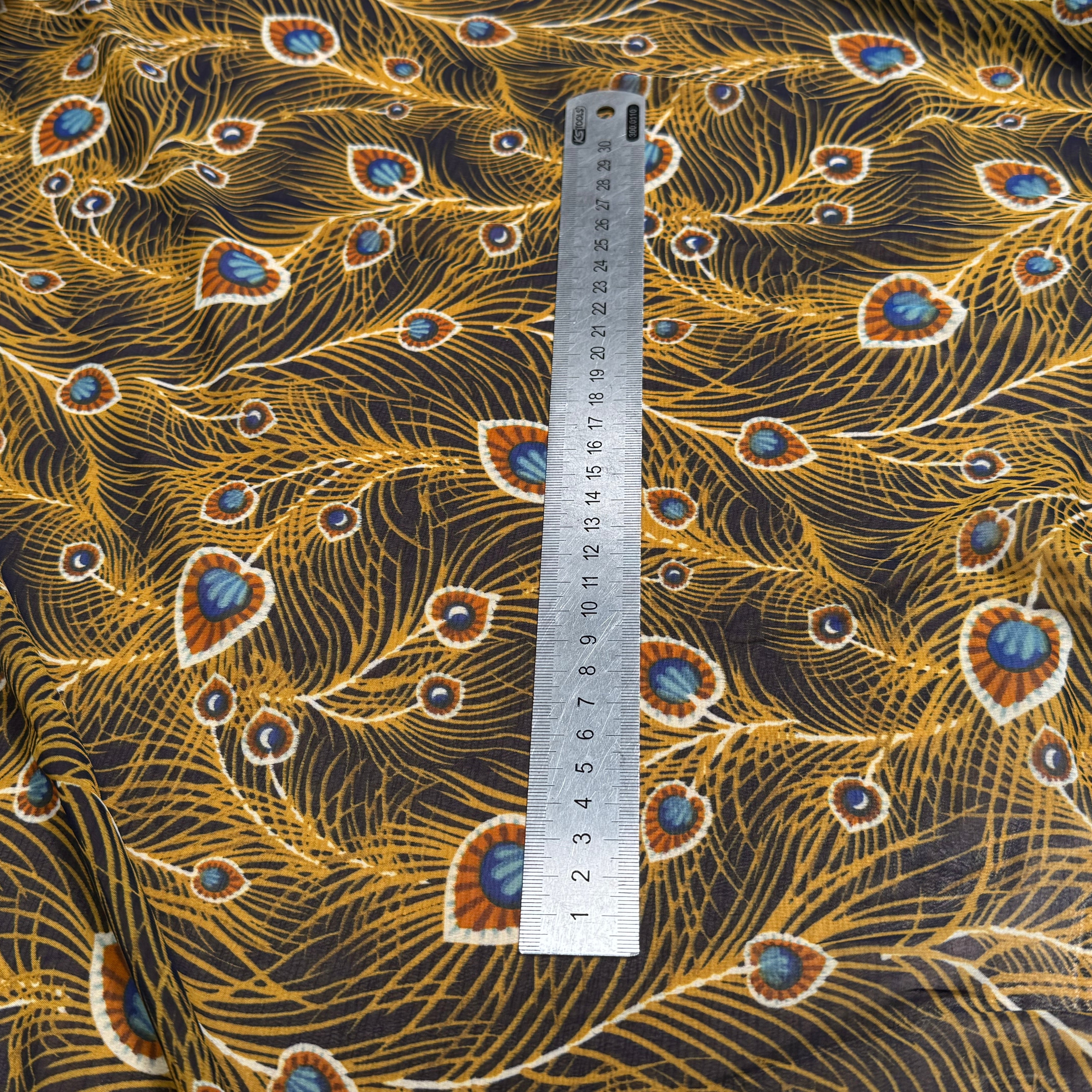 CHIFFON PRINTED FEUILLAGES MUSTARD - My Little Coupon