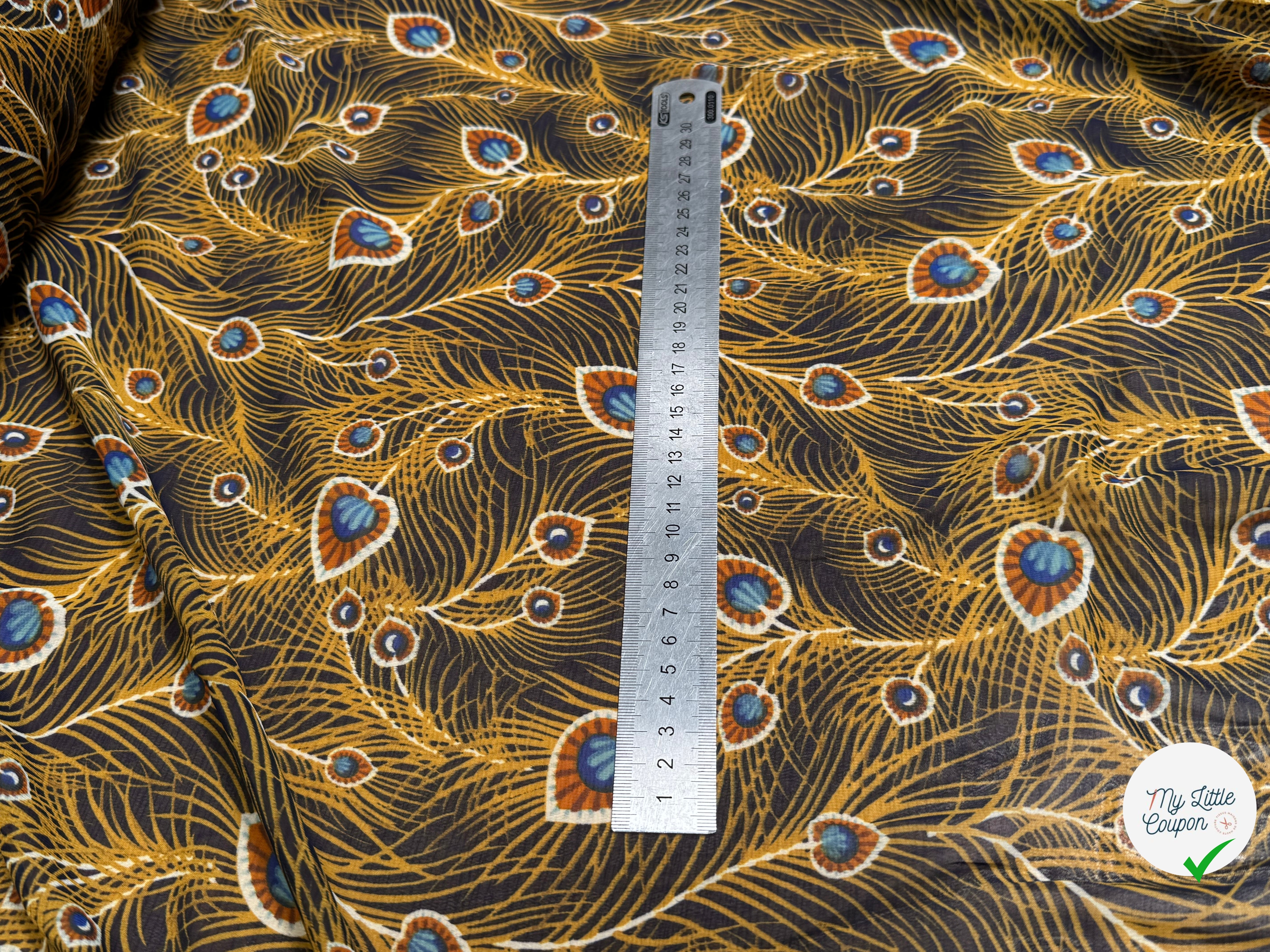 CHIFFON PRINTED FEUILLAGES MUSTARD - My Little Coupon