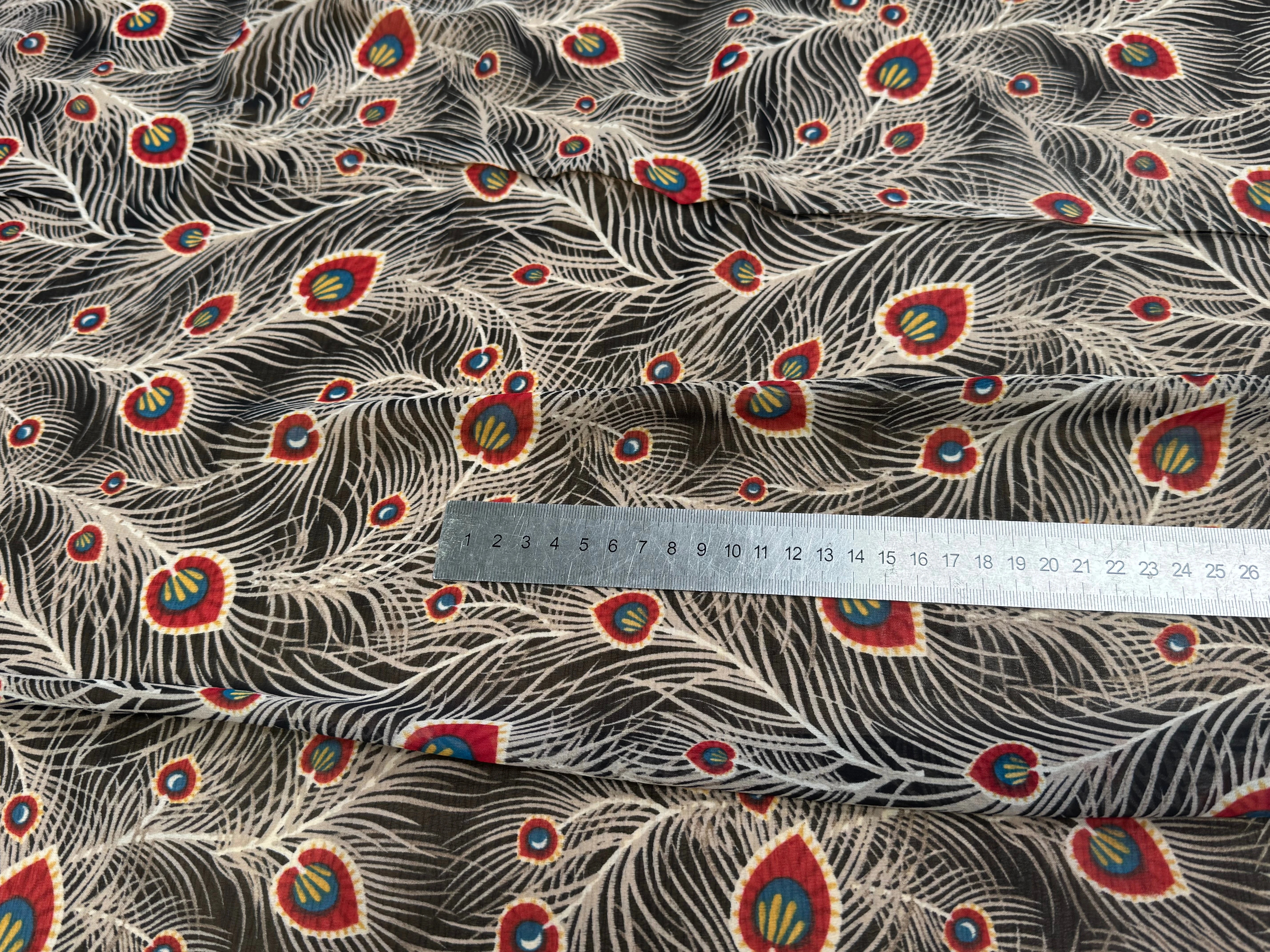 CHIFFON PRINTED FEUILLAGES NOIR&BEIGE - My Little Coupon