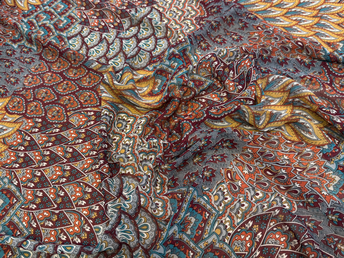 CHIFFON PRINTED FLORAUX MULTICOLORES CHOCO CARAMEL - My Little Coupon