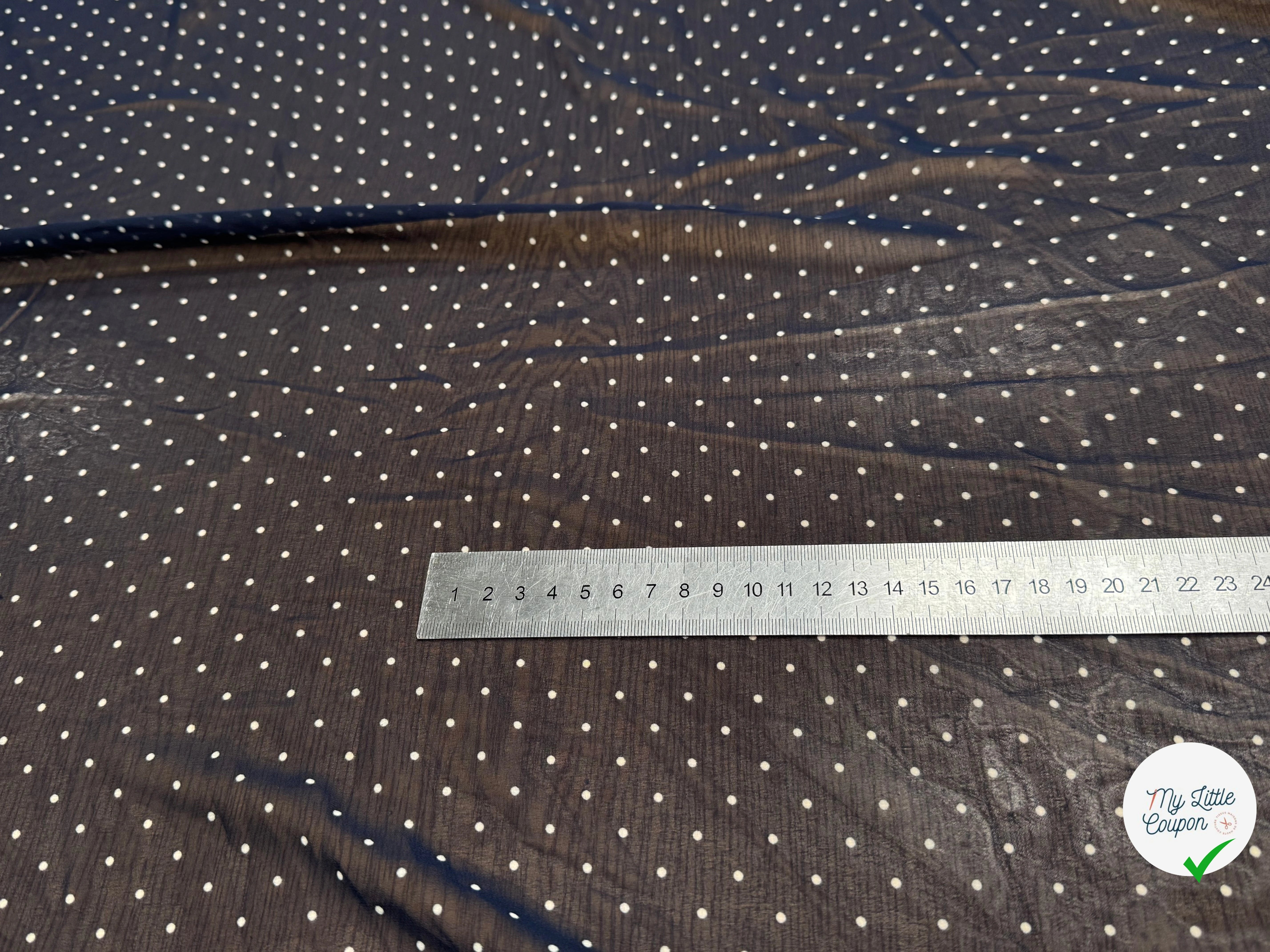 CHIFFON PRINTED LITTLE DOT FOND MARINE - My Little Coupon