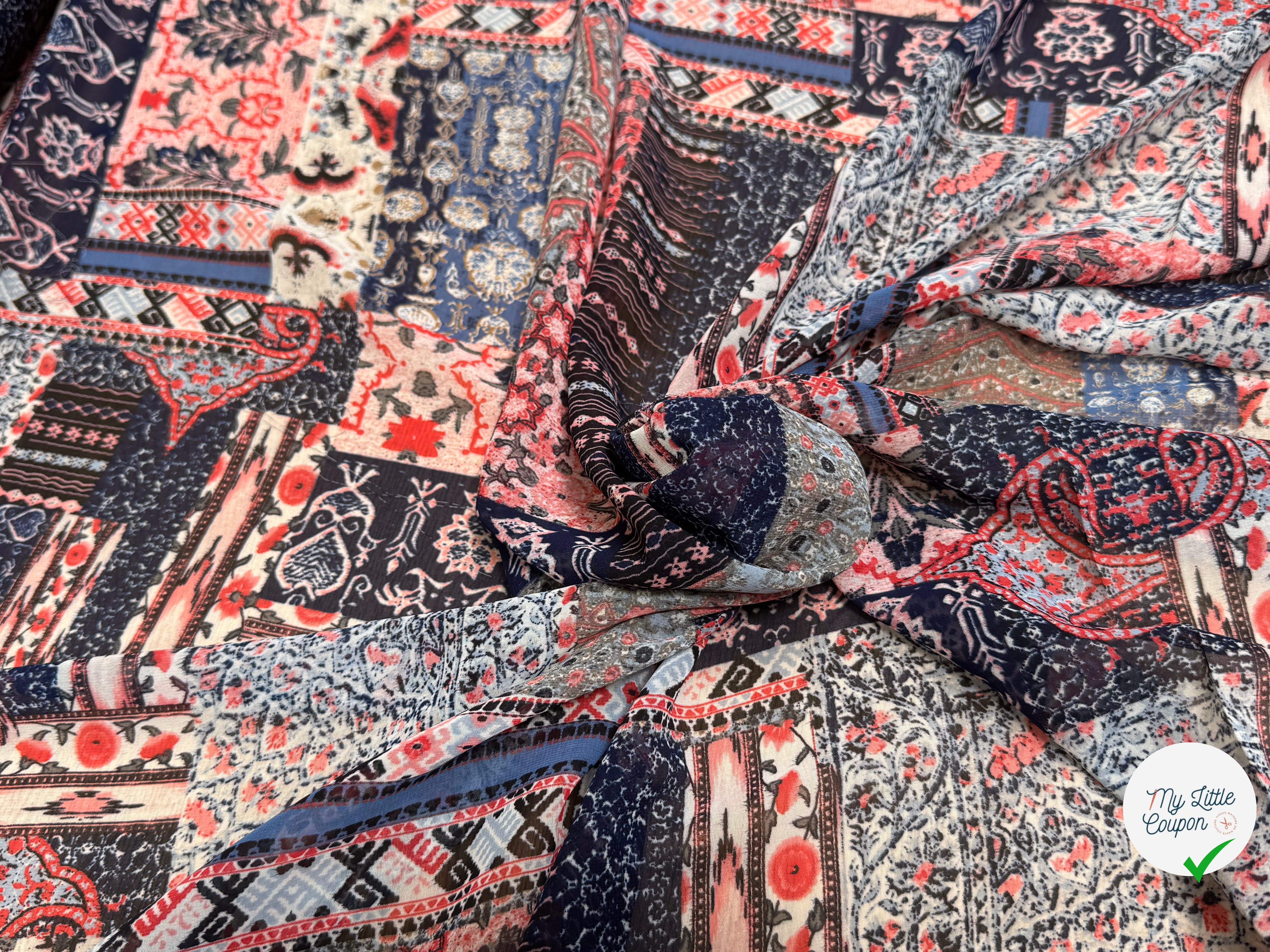 CHIFFON PRINTED LONDON BRICK MULTICOLORES - My Little Coupon
