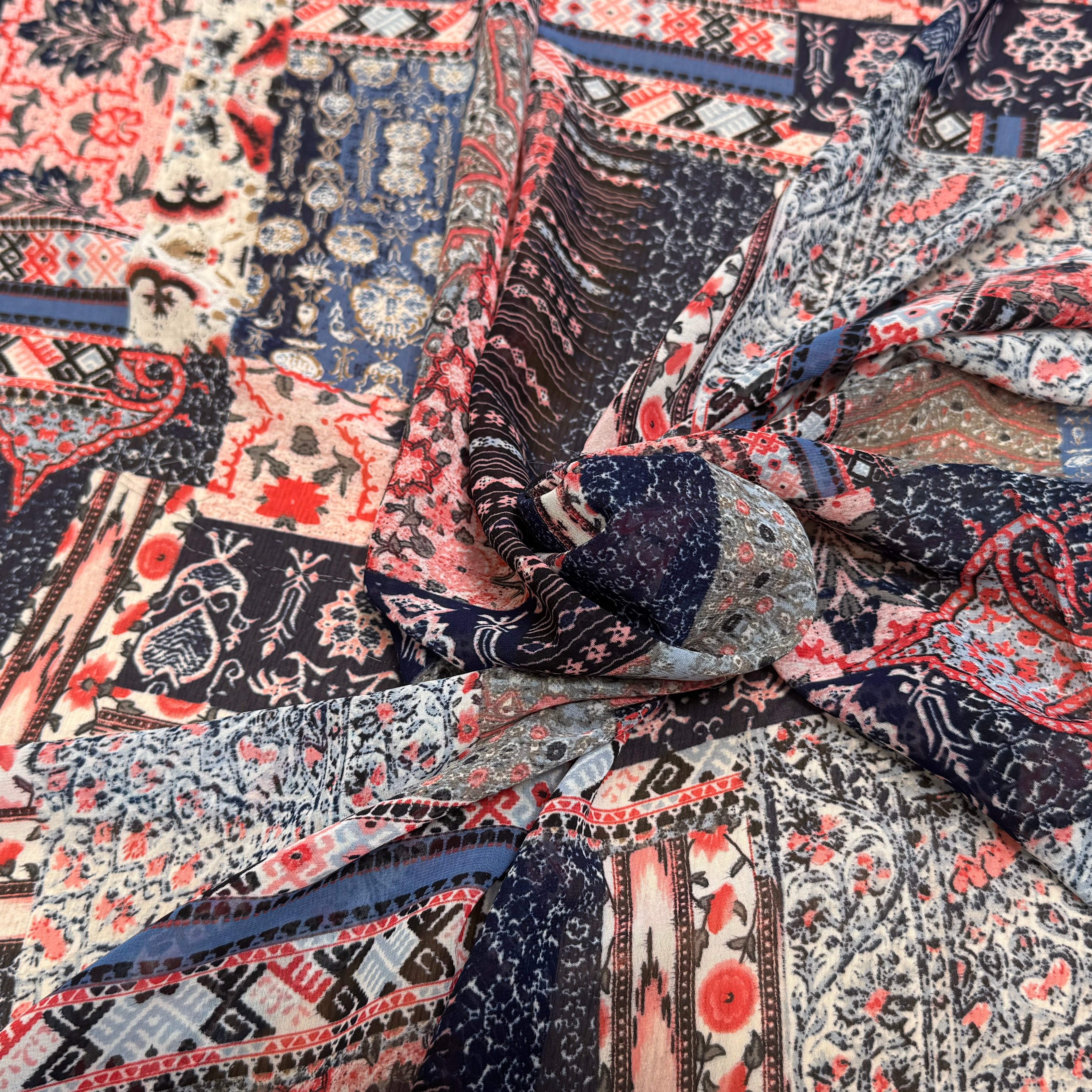 CHIFFON PRINTED LONDON BRICK MULTICOLORES - My Little Coupon