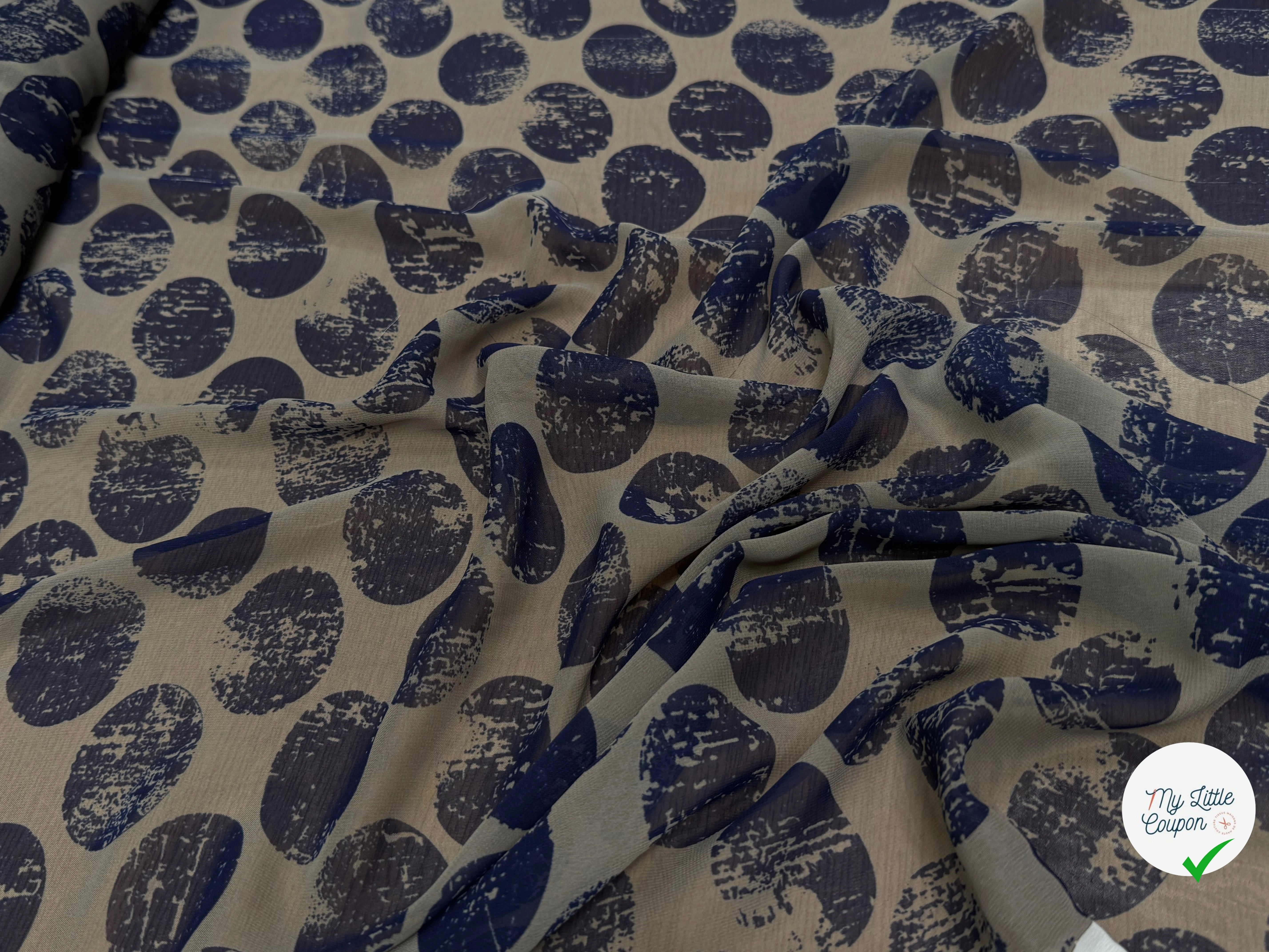 CHIFFON PRINTED LUNE MARINE FOND GRIS FONCÉ - My Little Coupon