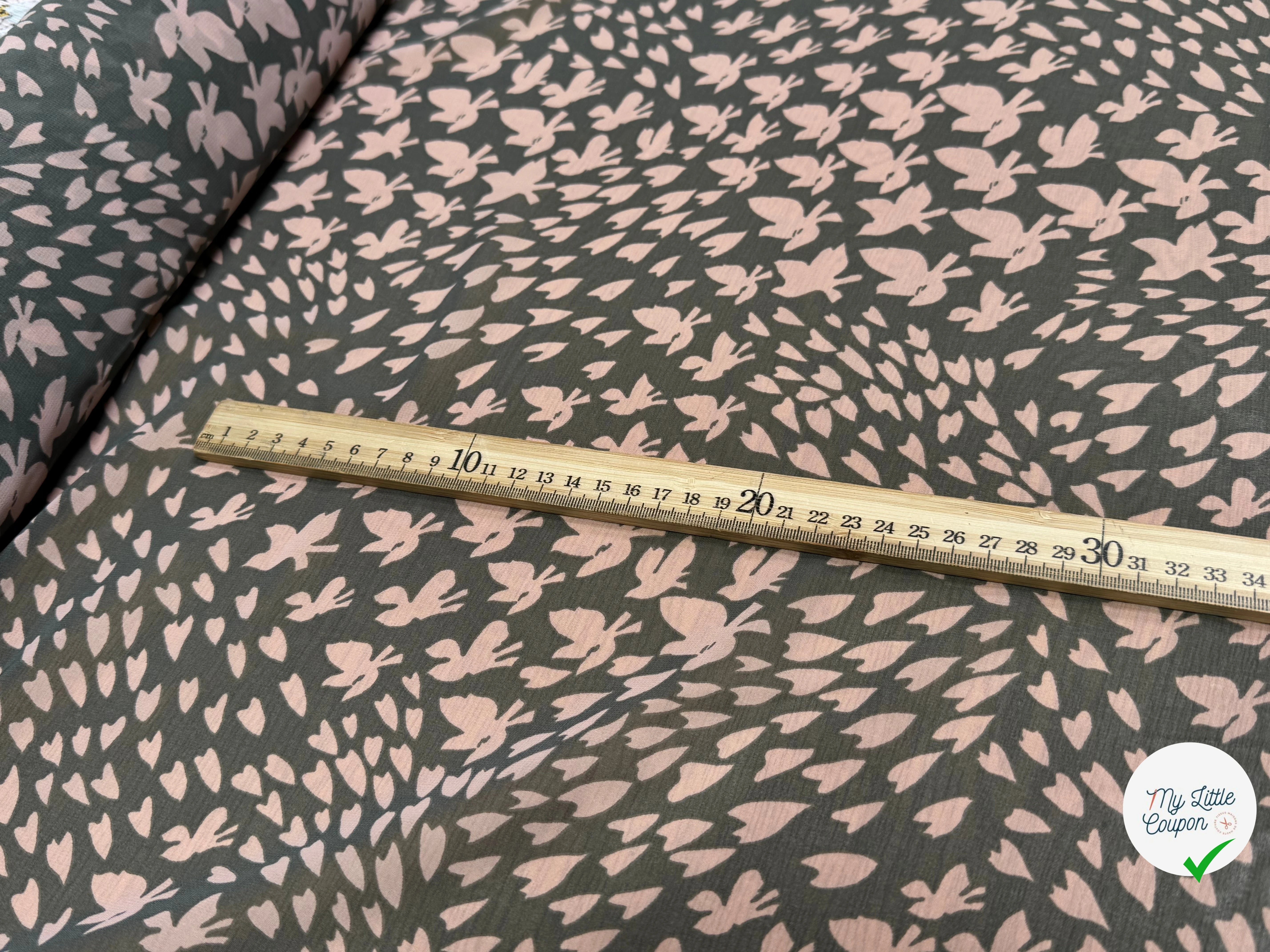 CHIFFON PRINTED PAPILLONS FOND KAKI - My Little Coupon