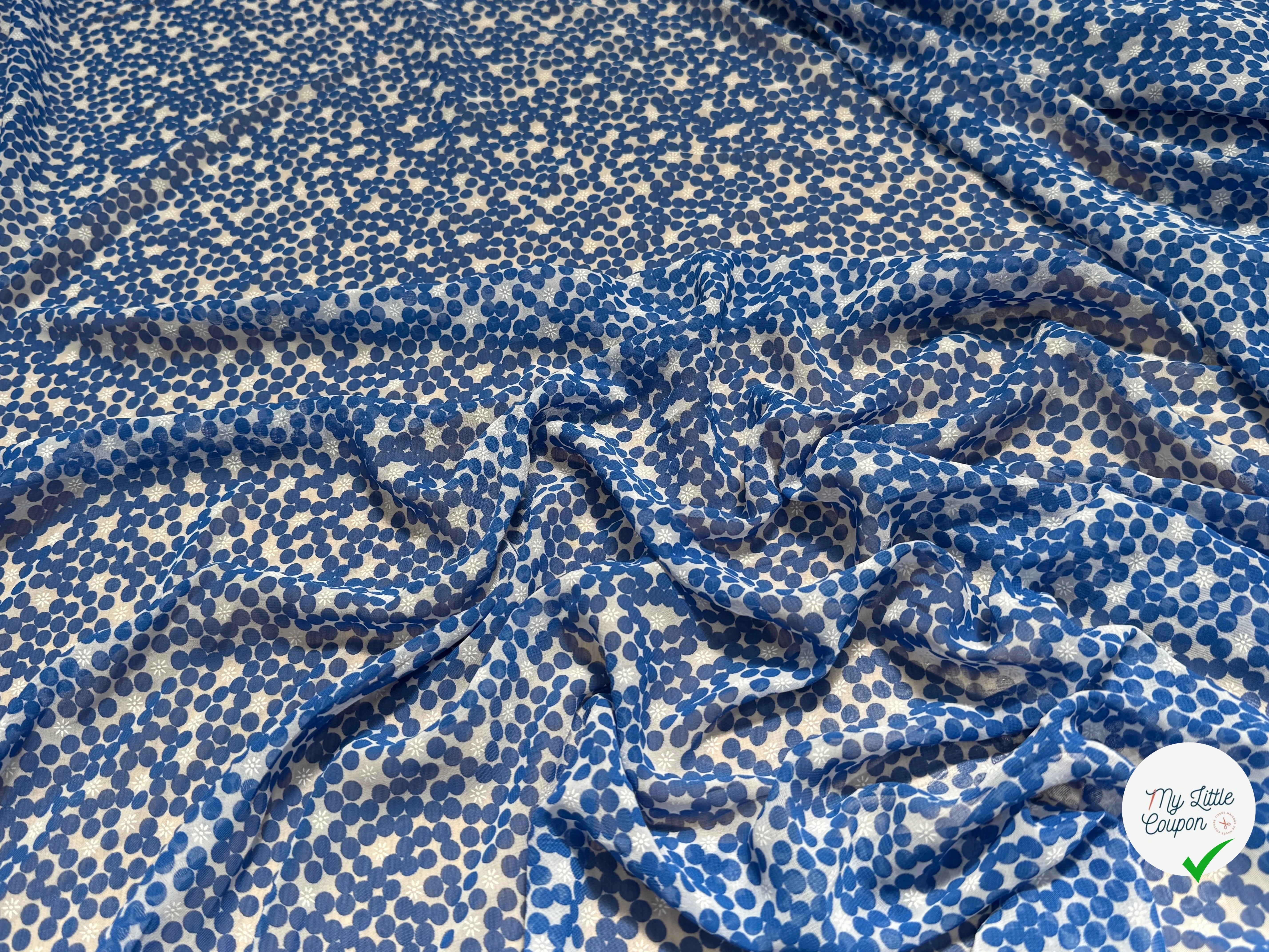 CHIFFON PRINTED POIS BULLES BLEU - My Little Coupon