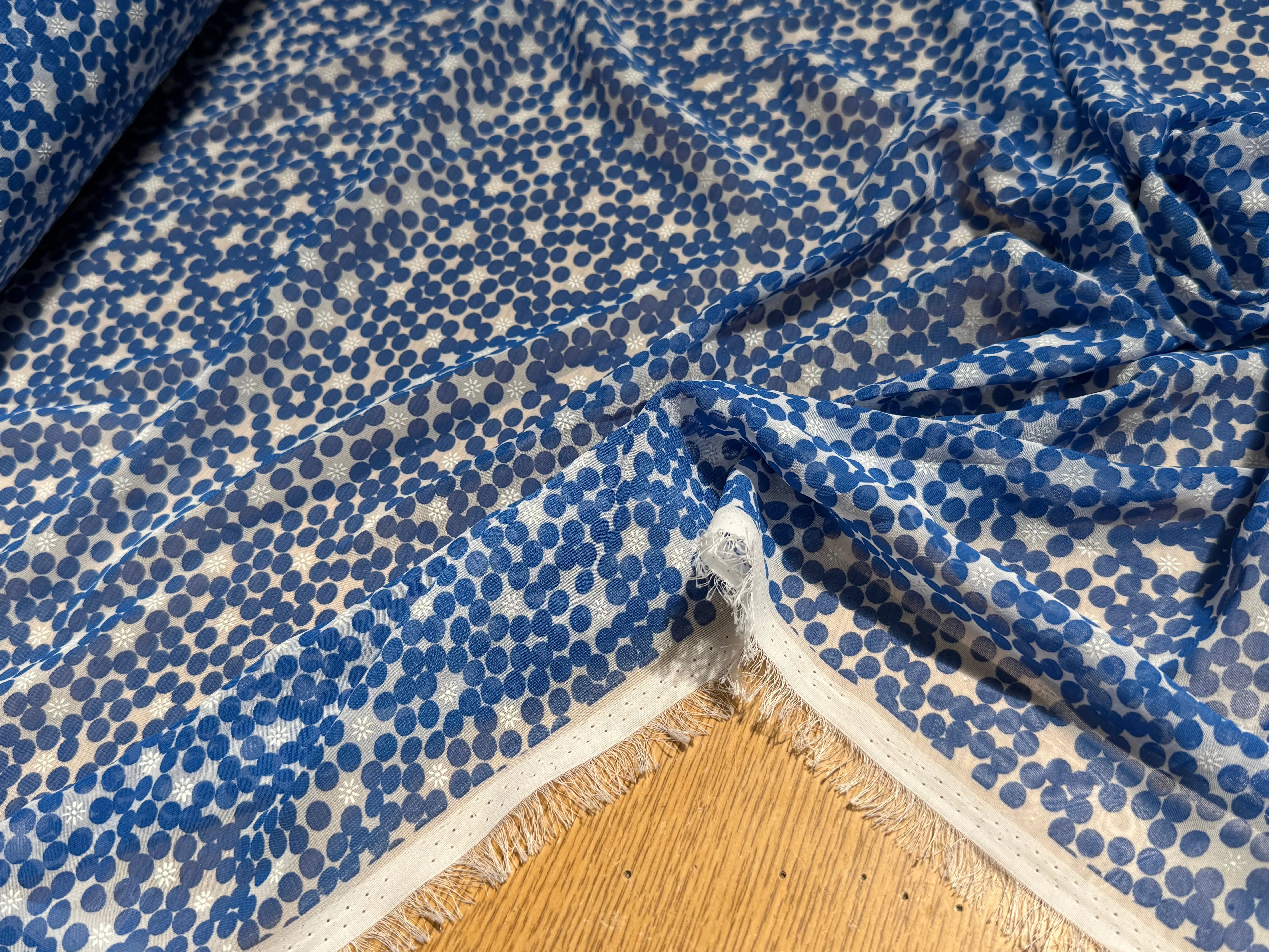 CHIFFON PRINTED POIS BULLES BLEU - My Little Coupon