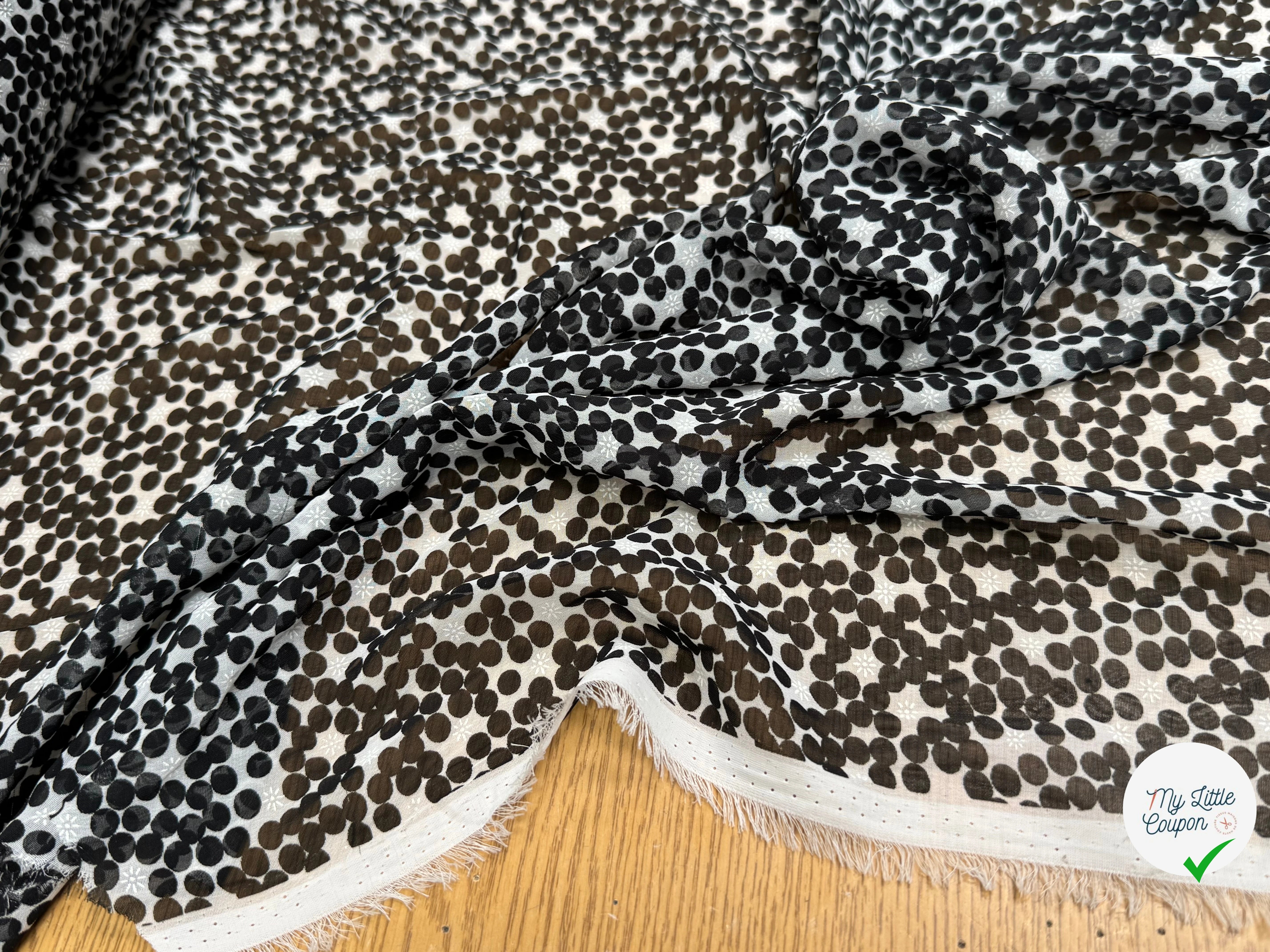 CHIFFON PRINTED POIS BULLES NOIR - My Little Coupon