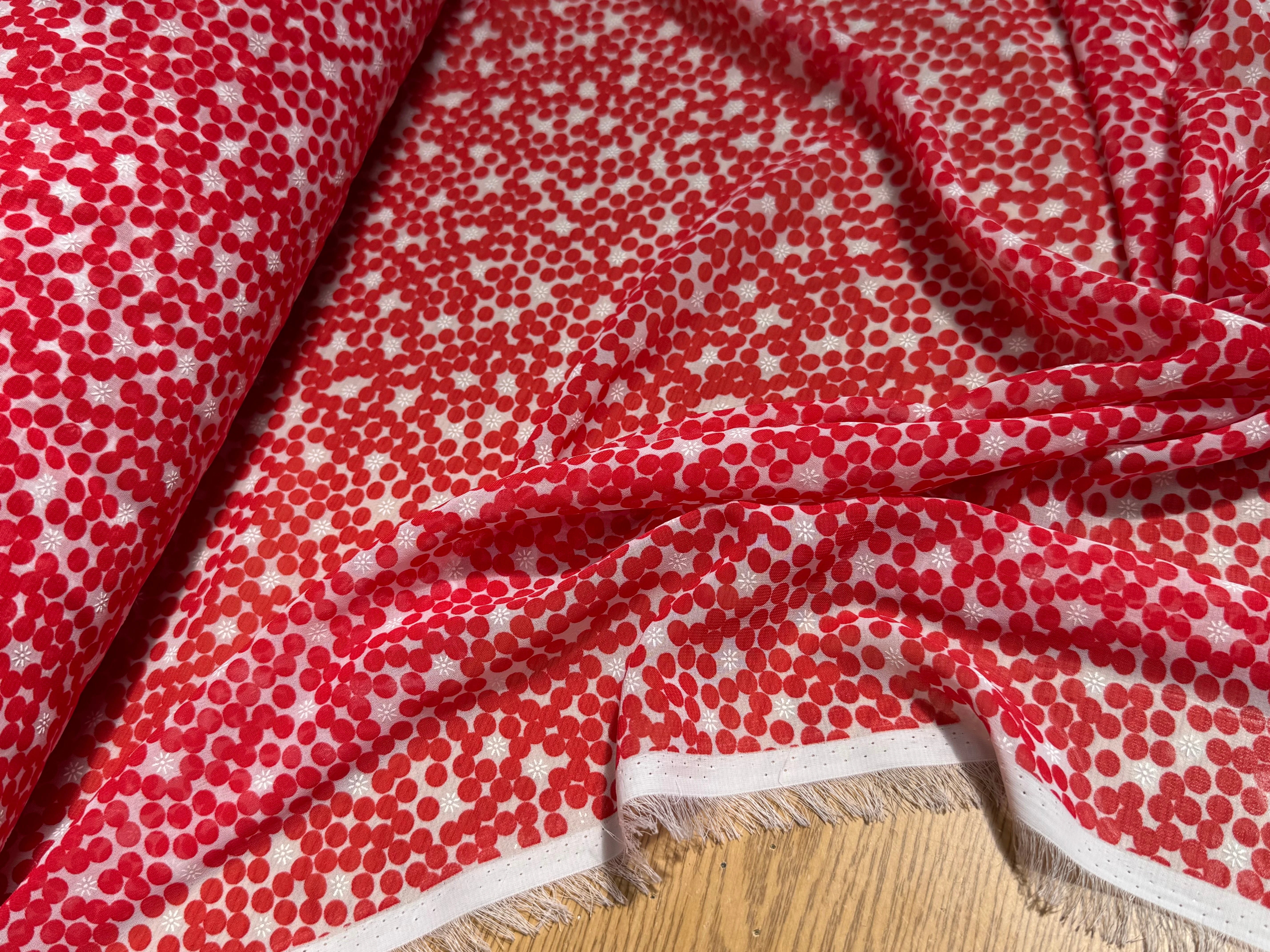 CHIFFON PRINTED POIS BULLES ROUGE - My Little Coupon