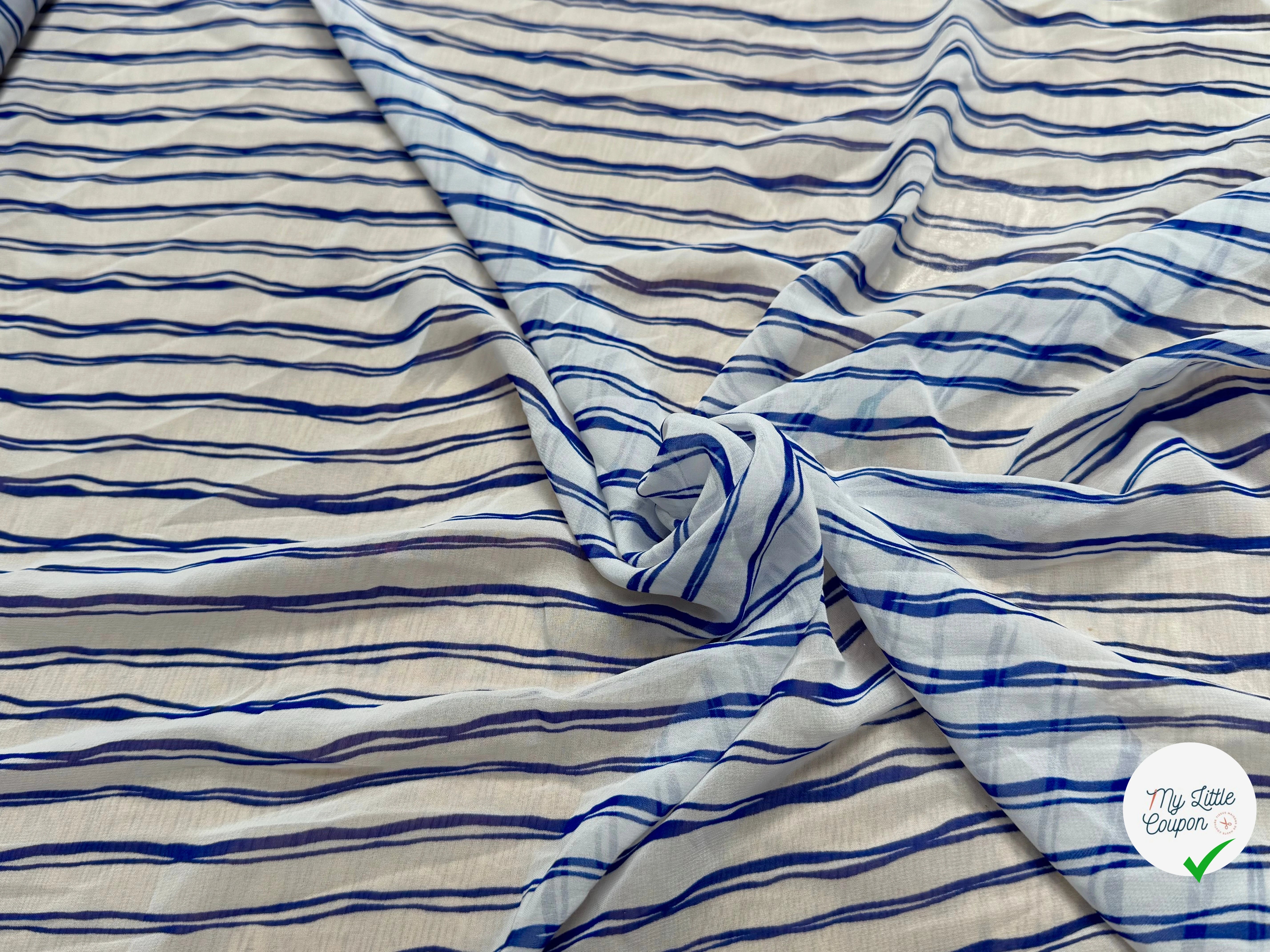 CHIFFON PRINTED RAYURES CROISÉES BLEUES - My Little Coupon