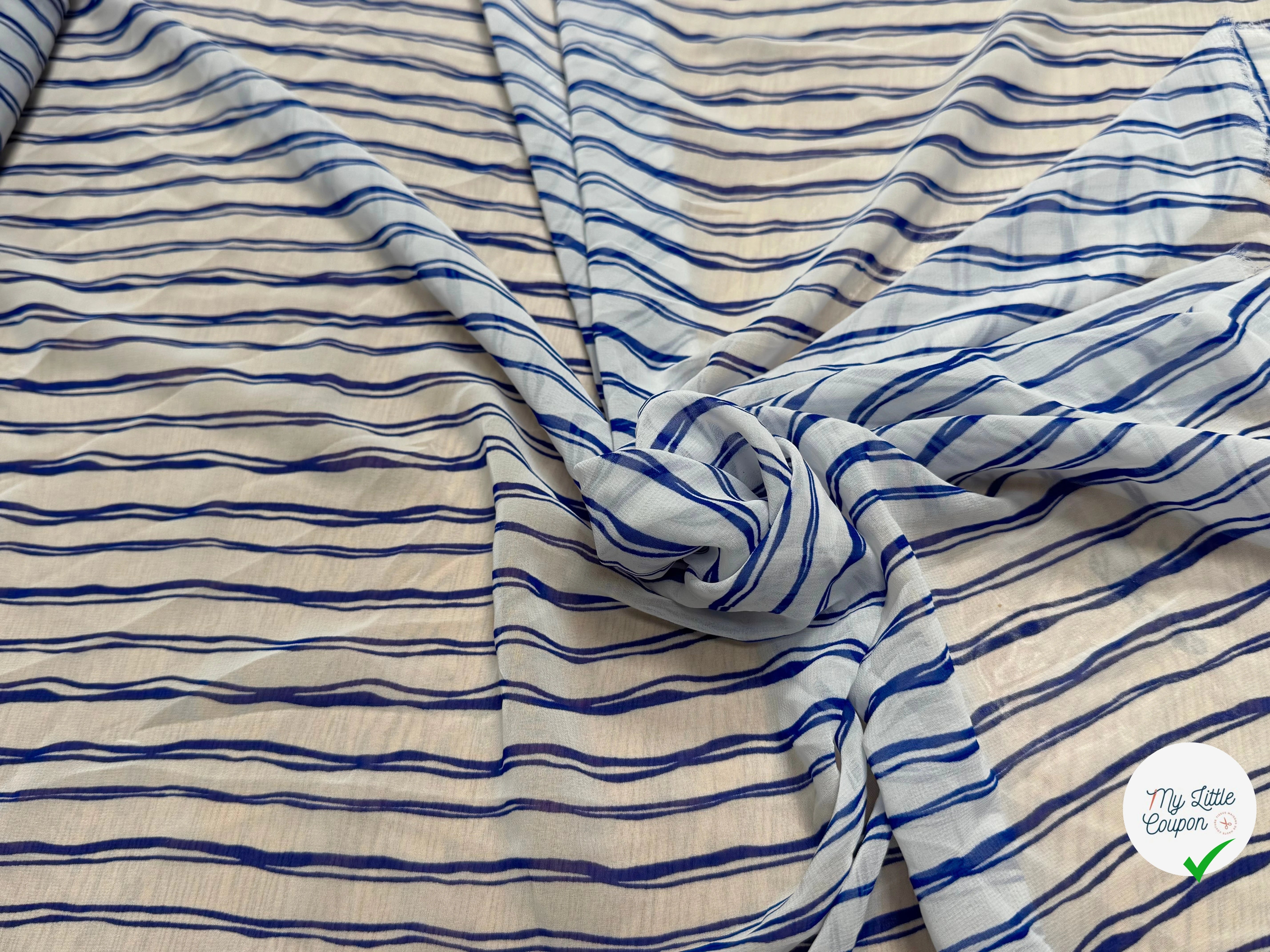 CHIFFON PRINTED RAYURES CROISÉES BLEUES - My Little Coupon