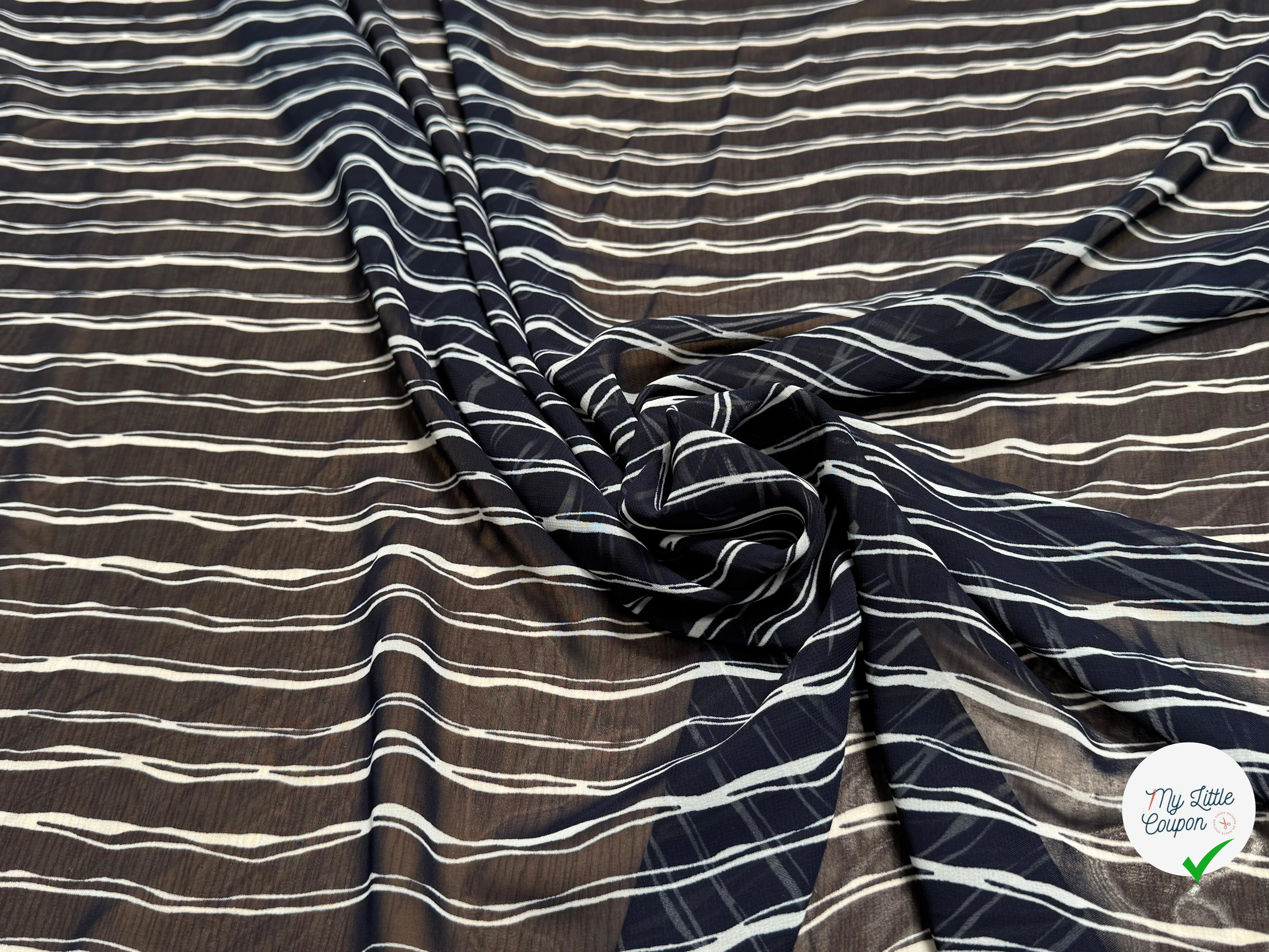 CHIFFON PRINTED RAYURES CROISÉES MARINE FONCÉ - My Little Coupon
