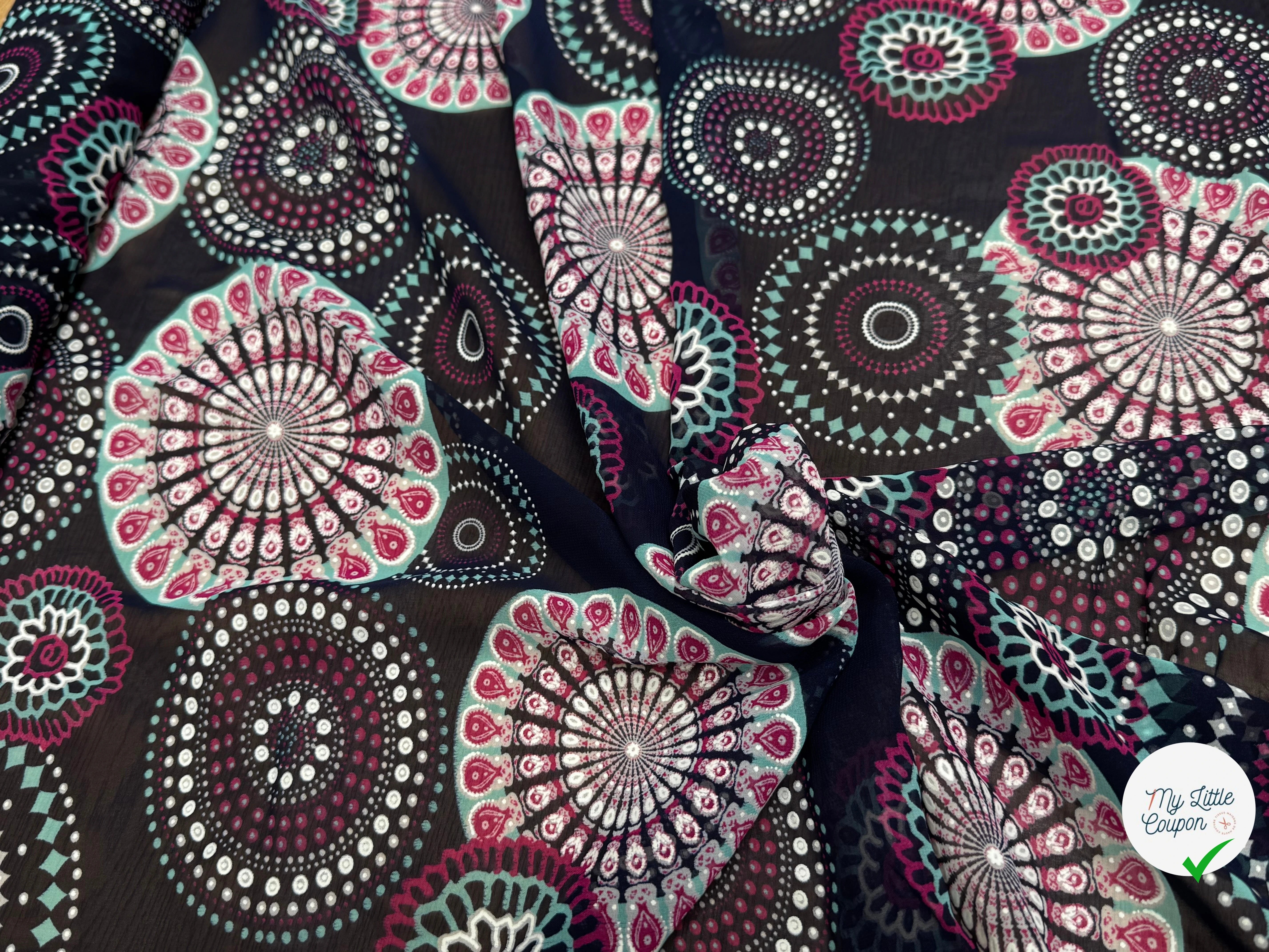 CHIFFON PRINTED SHELL FOND MARINE - My Little Coupon