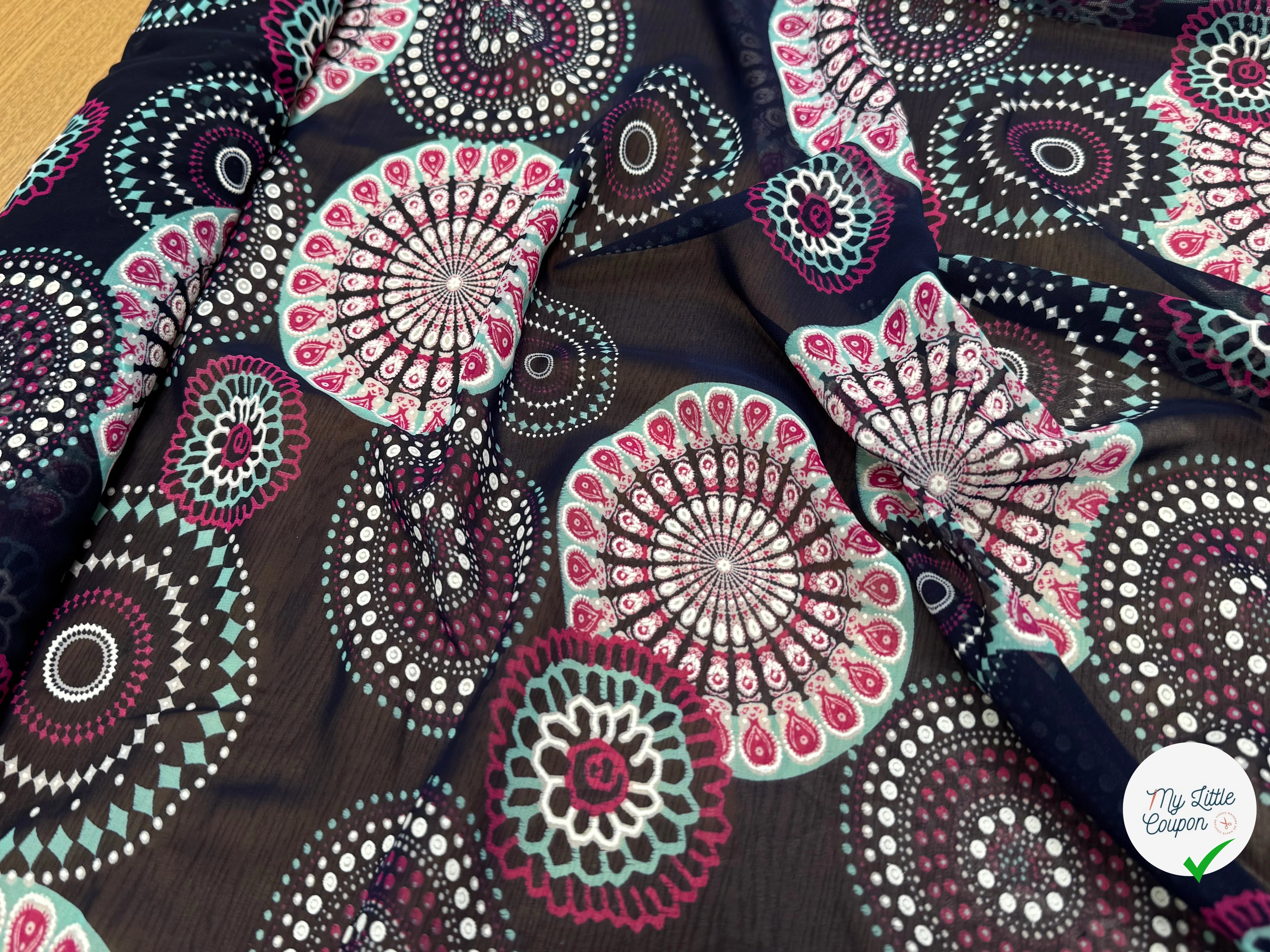 CHIFFON PRINTED SHELL FOND MARINE - My Little Coupon