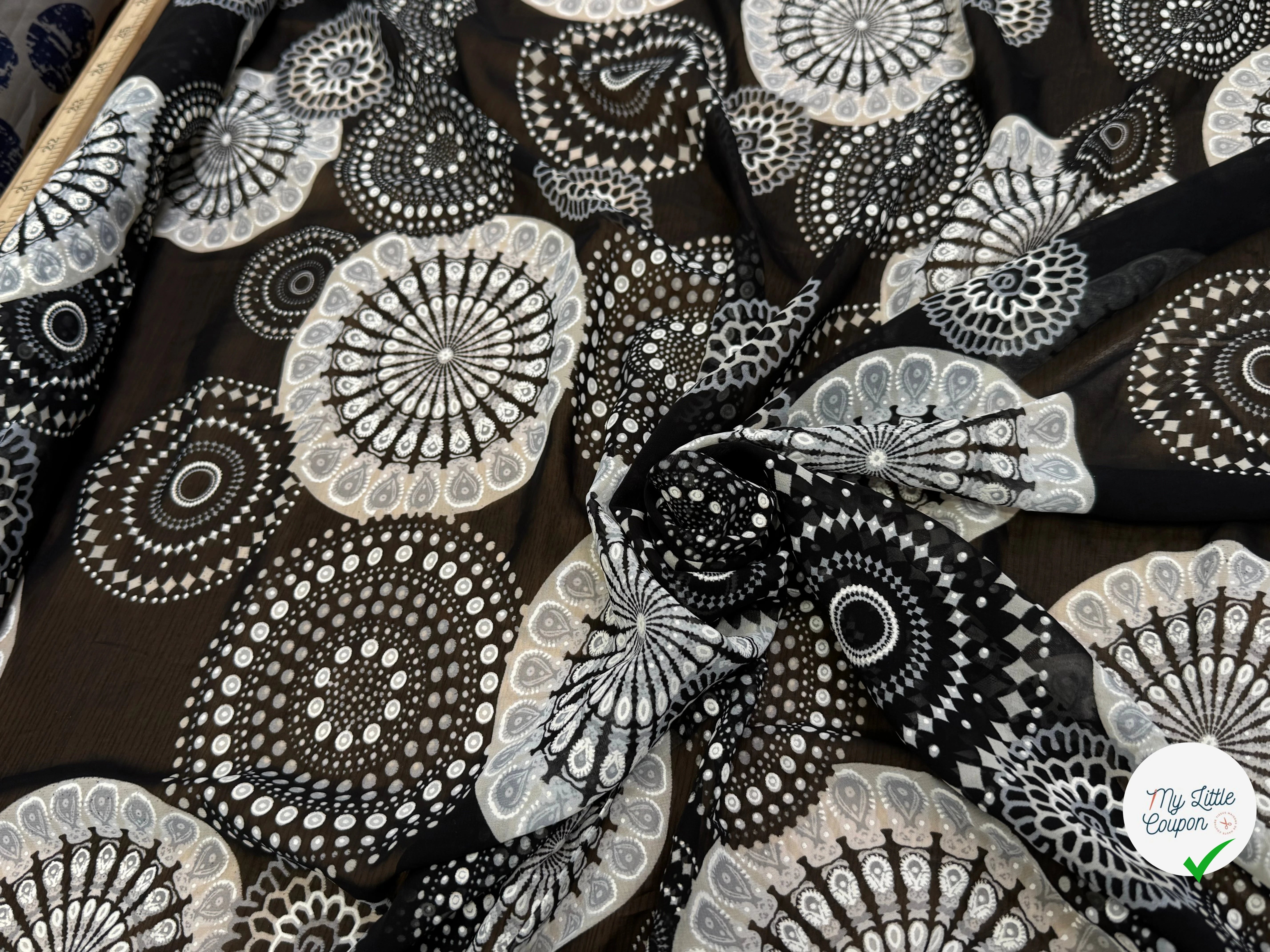 CHIFFON PRINTED SHELL FOND NOIR - My Little Coupon
