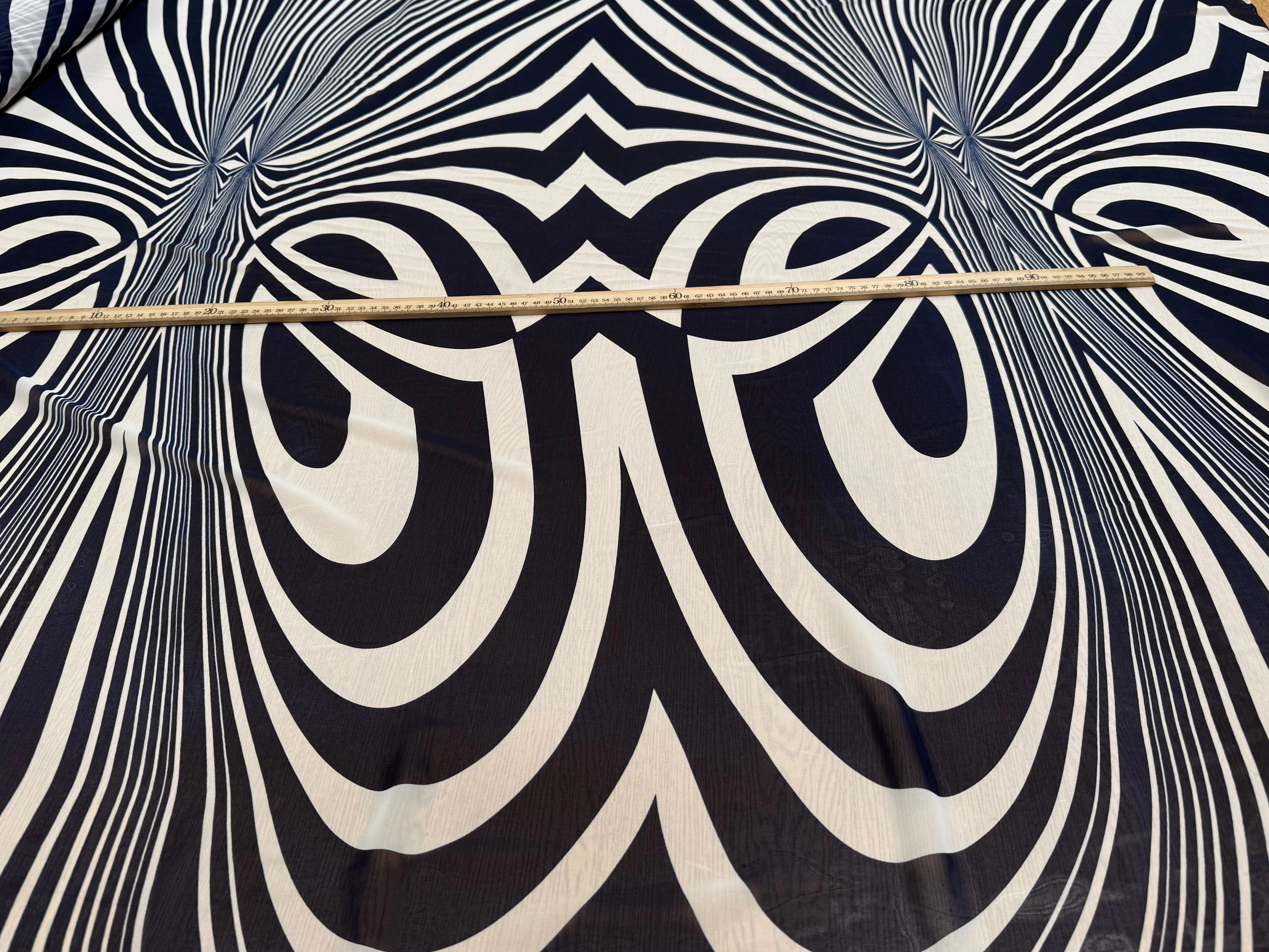 CHIFFON PRINTED ZEBRE ÉCRU FOND MARINE - My Little Coupon