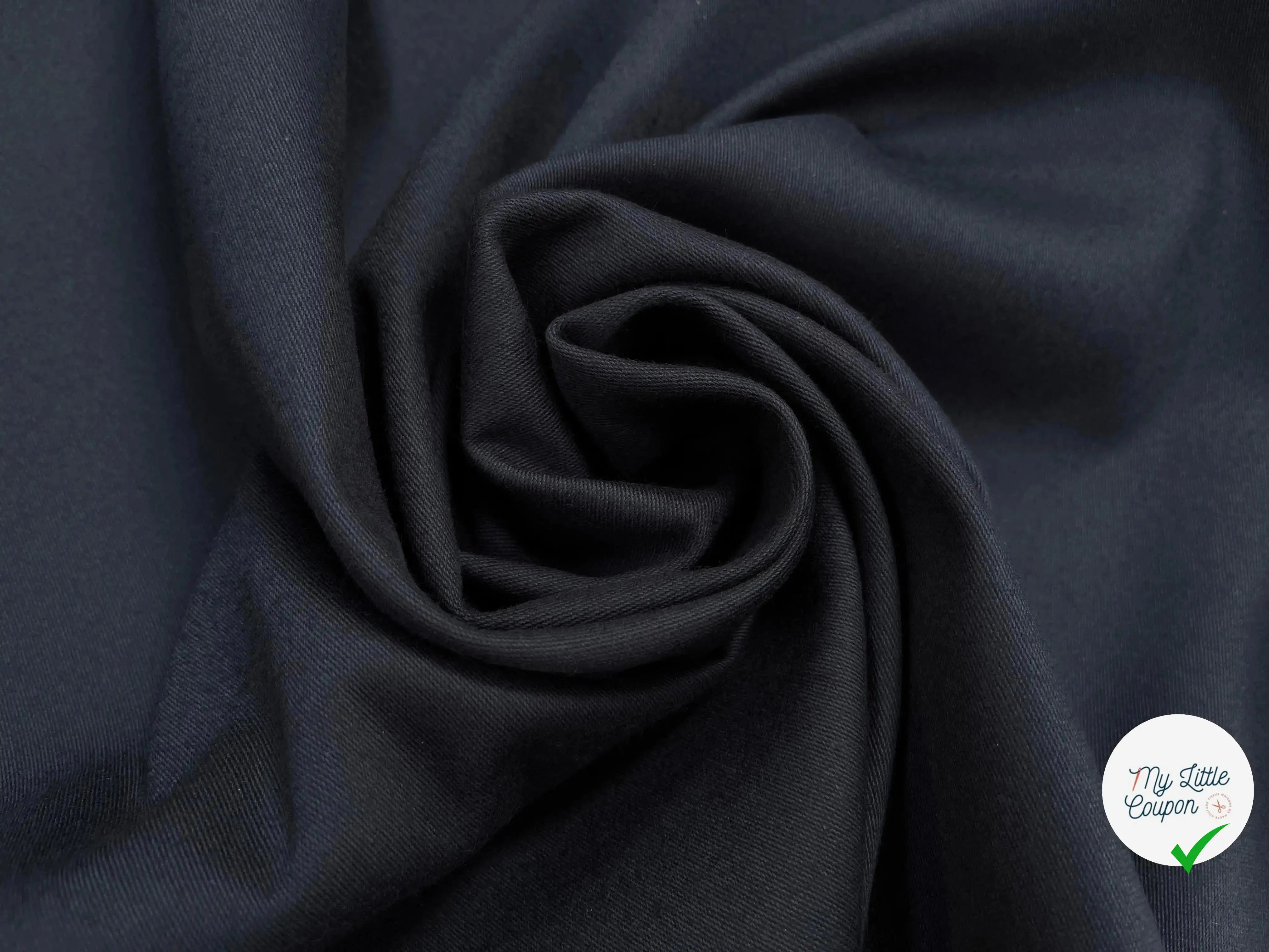 GABARDINE DE COTON STRIÉ BLEU NAVY - My Little Coupon